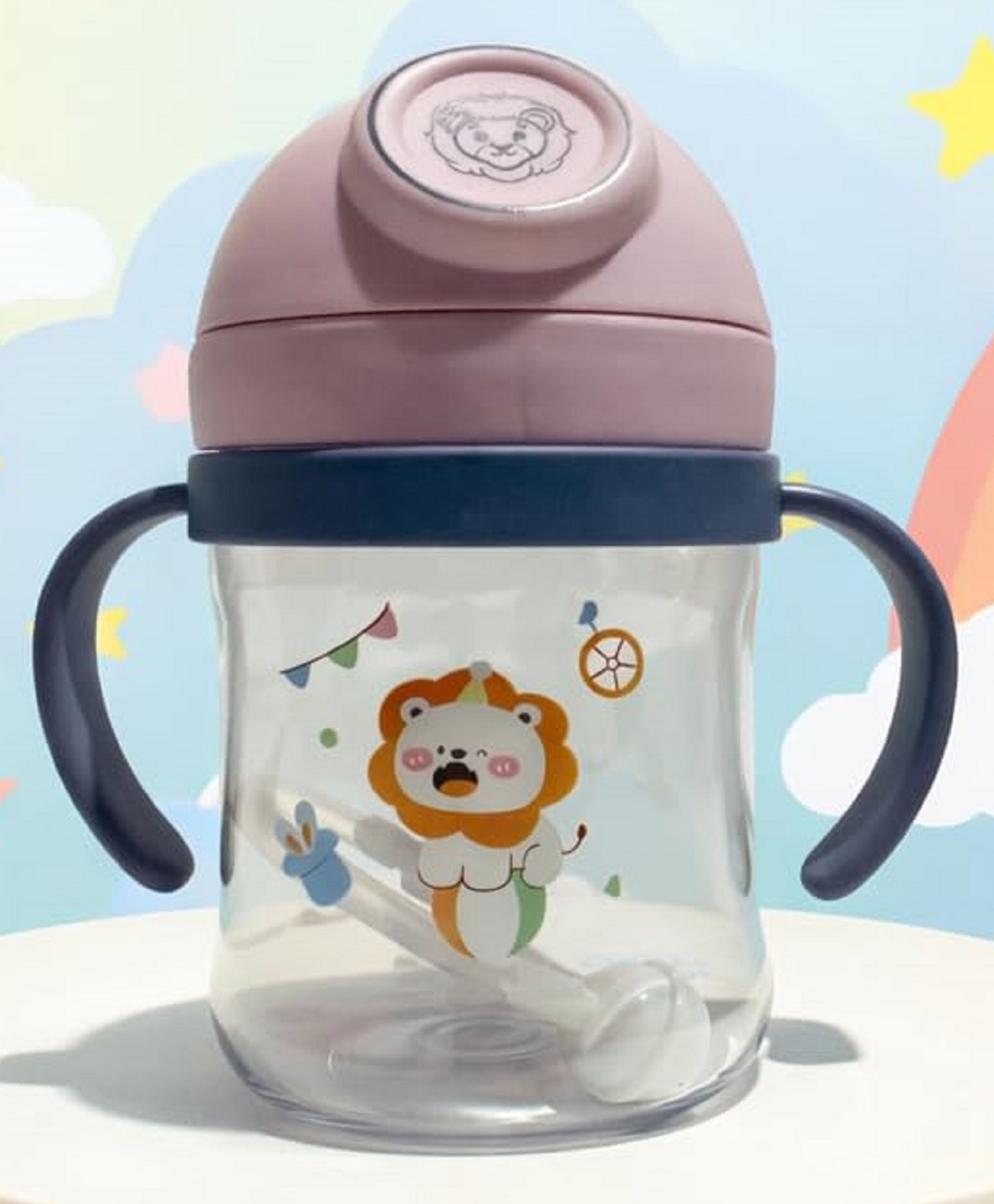 The Cheeky Kidzz Baby Bite-Resistant 250ml Straw Sipper for Kids | Twin Handle Non Toxic BPA Free Bottle For School And Travel | Anti-Spill Lock Leak Proof Drinking Sippy Cup (PINK)-image-40