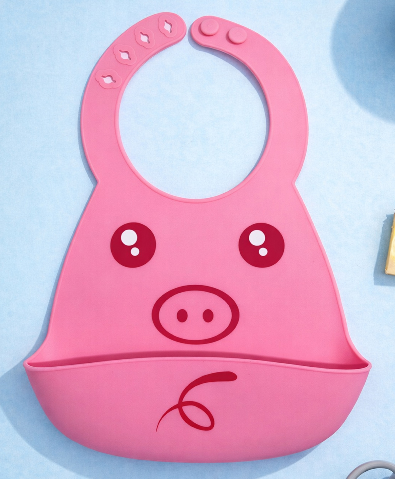 The Cheeky Kidzz Baby Silicone Feeding Bib Adjustable Strap Waterproof Easy Stain Proof No Bad Odour | BPA Free/Soft Material Bibs with Tray/Food Catcher 6 Months To 3 Years (PINK FACE)-image-44
