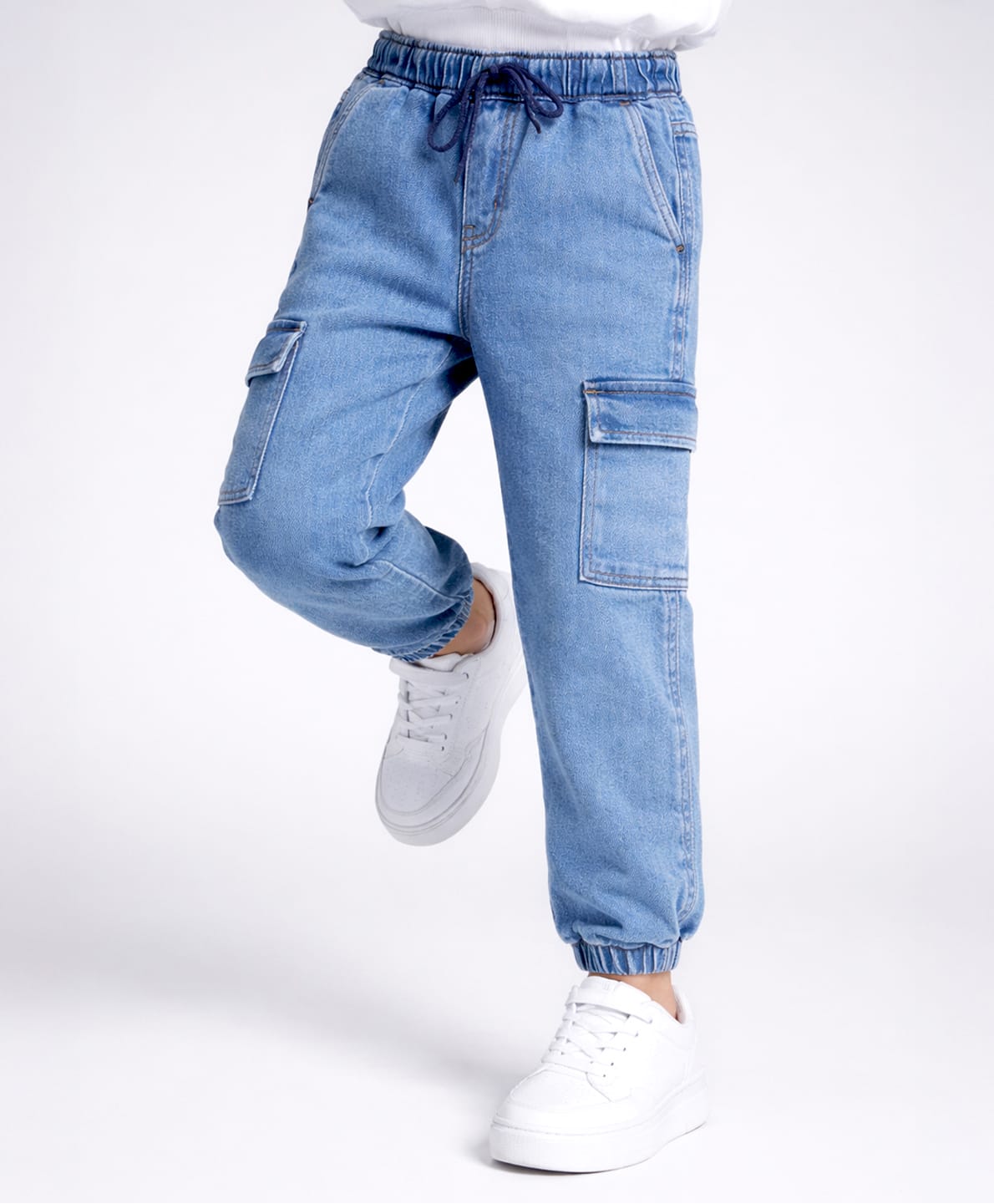PURPLE UNITED KIDS Denim Woven Cargo Style Washed Jeans - Light Blue-image-42