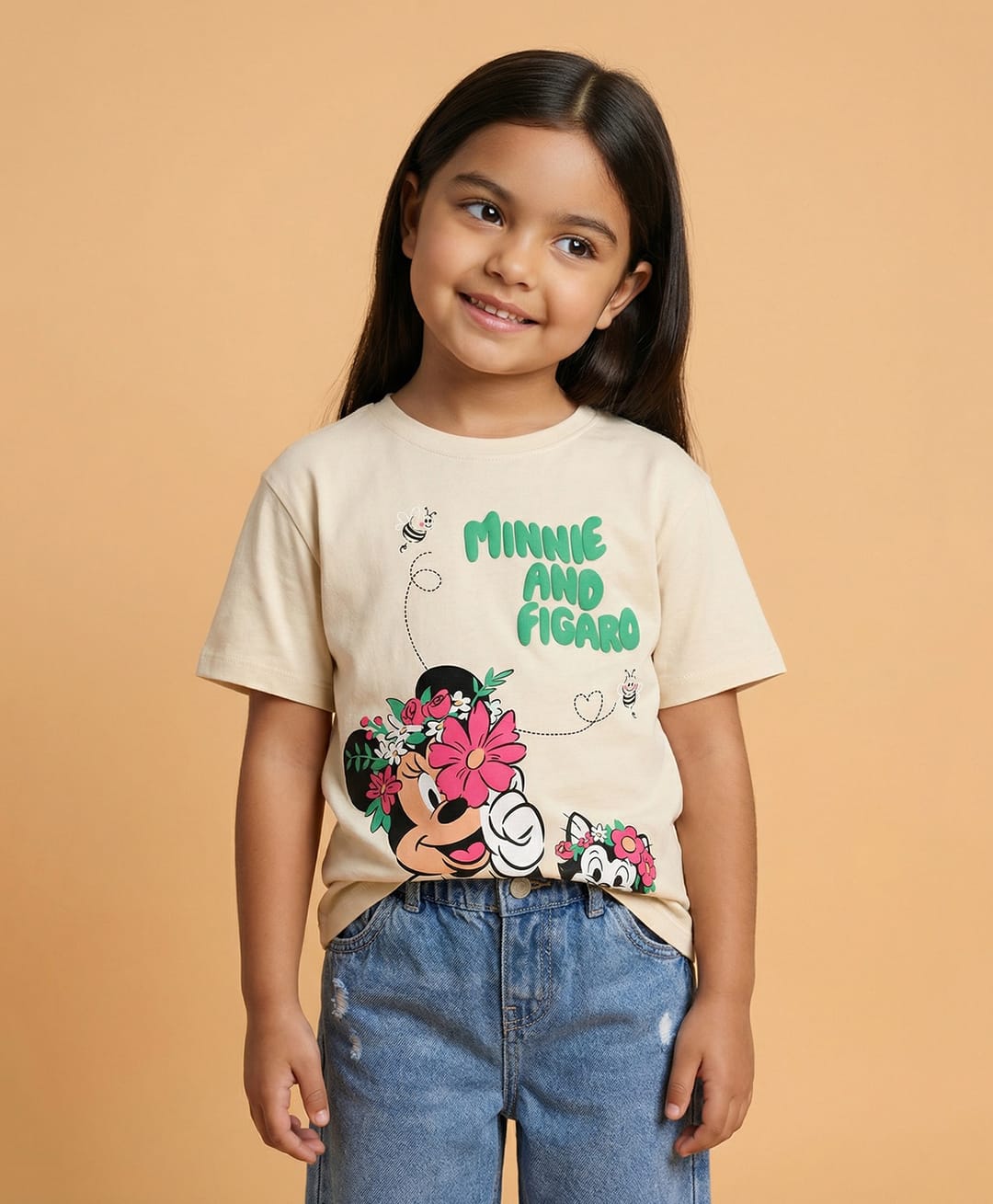 Nautinati Knit Disney Mickey & Friends Featuring Half Sleeves Minnie Mouse Printed Oversized Tee - Off White-picture-24