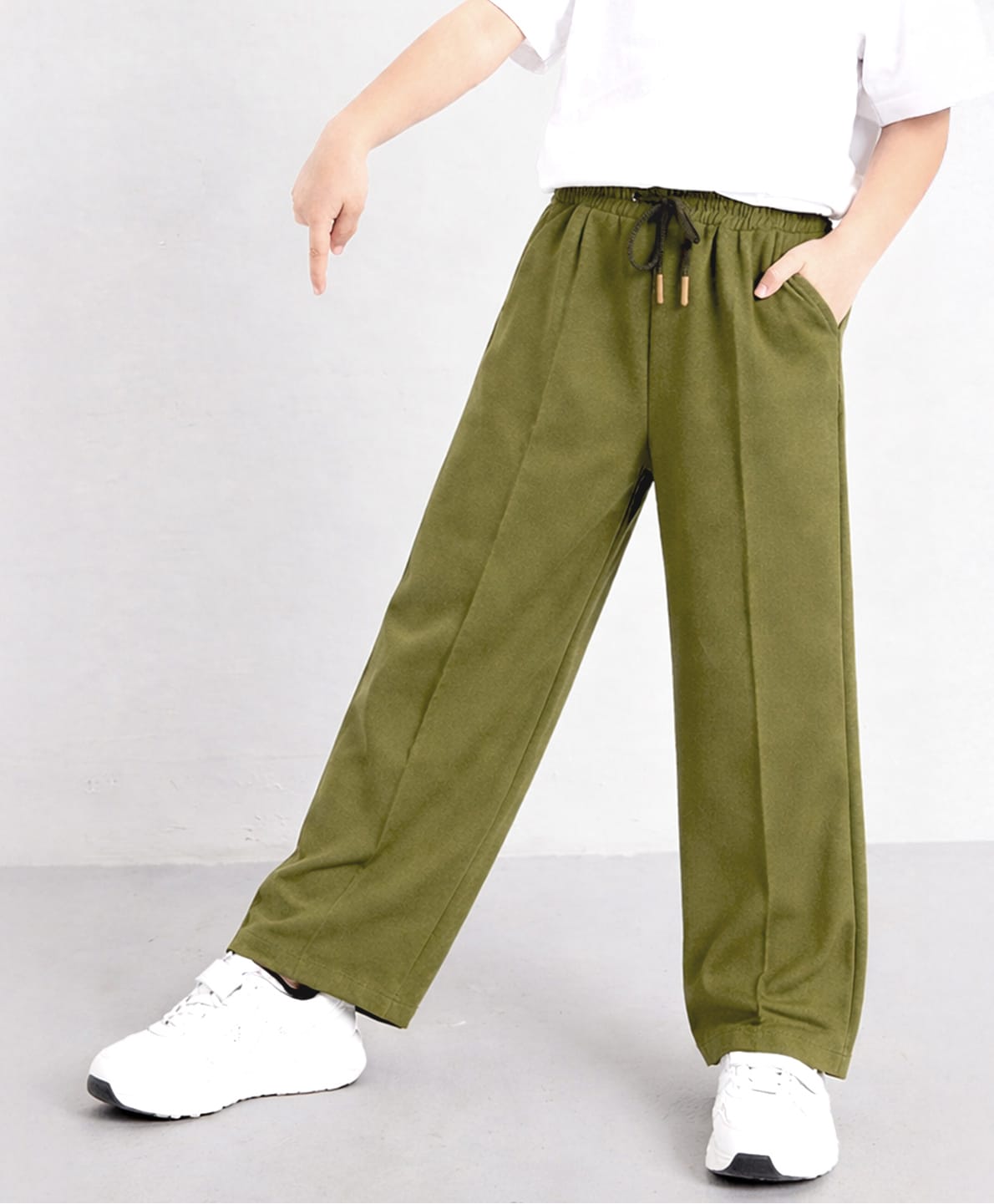 PURPLE UNITED KIDS Terry Woven Solid Trousers - Olive-picture-22
