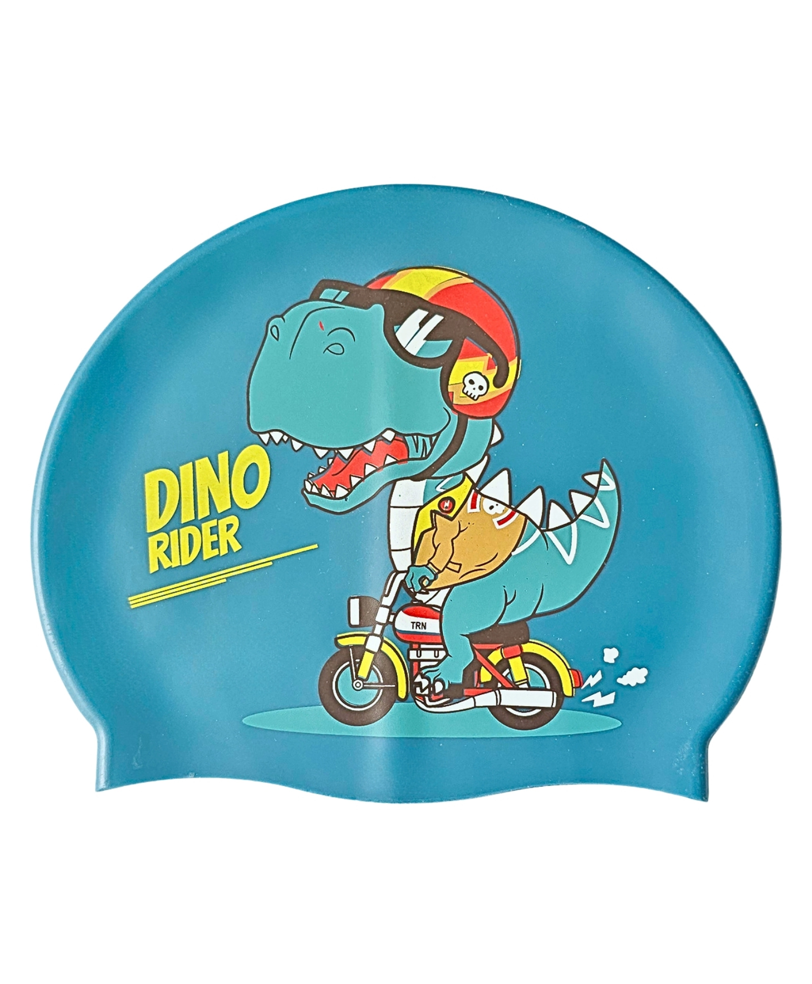 KARBD Cartoon Design Super Soft Silicone Swimming Cap for Kids - Blue Dino Rider-image-12