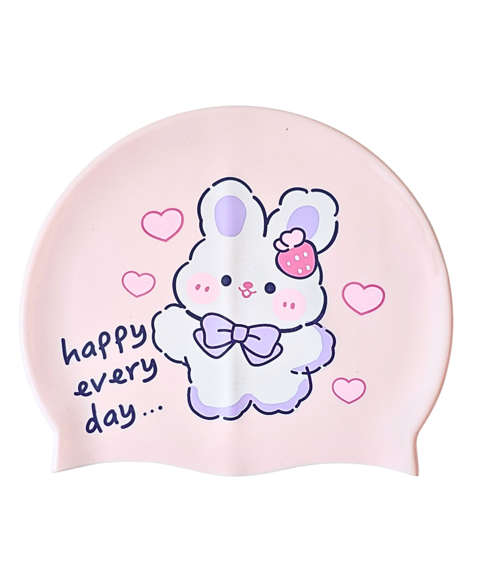 KARBD Cartoon Design Super Soft Silicone Swimming Cap for Kids - Pink Bunny-image-44
