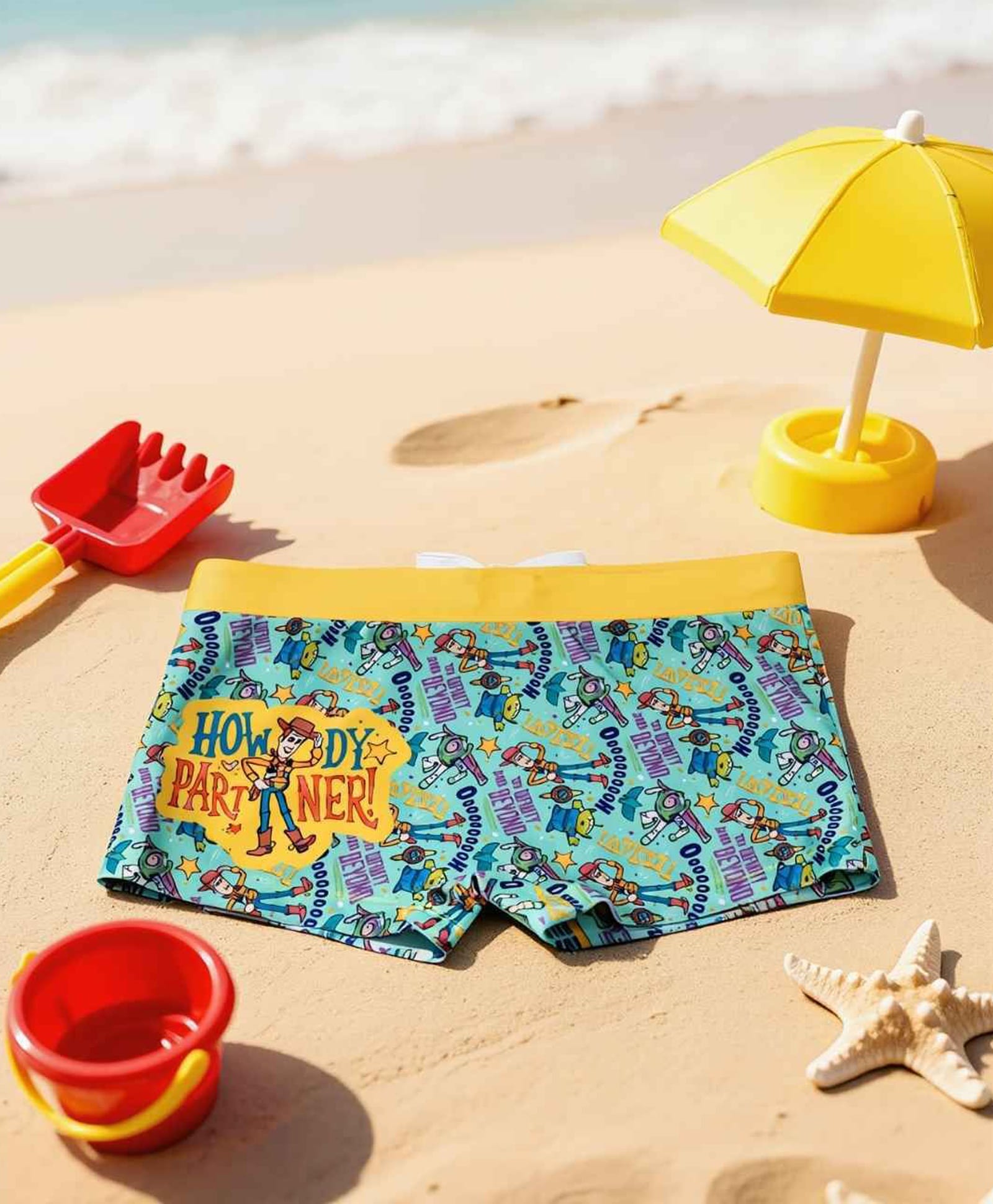 Yellow Bee Disney Toy Story Featuring Woody Printed Swimming Trunks - Multi Colour-image-18