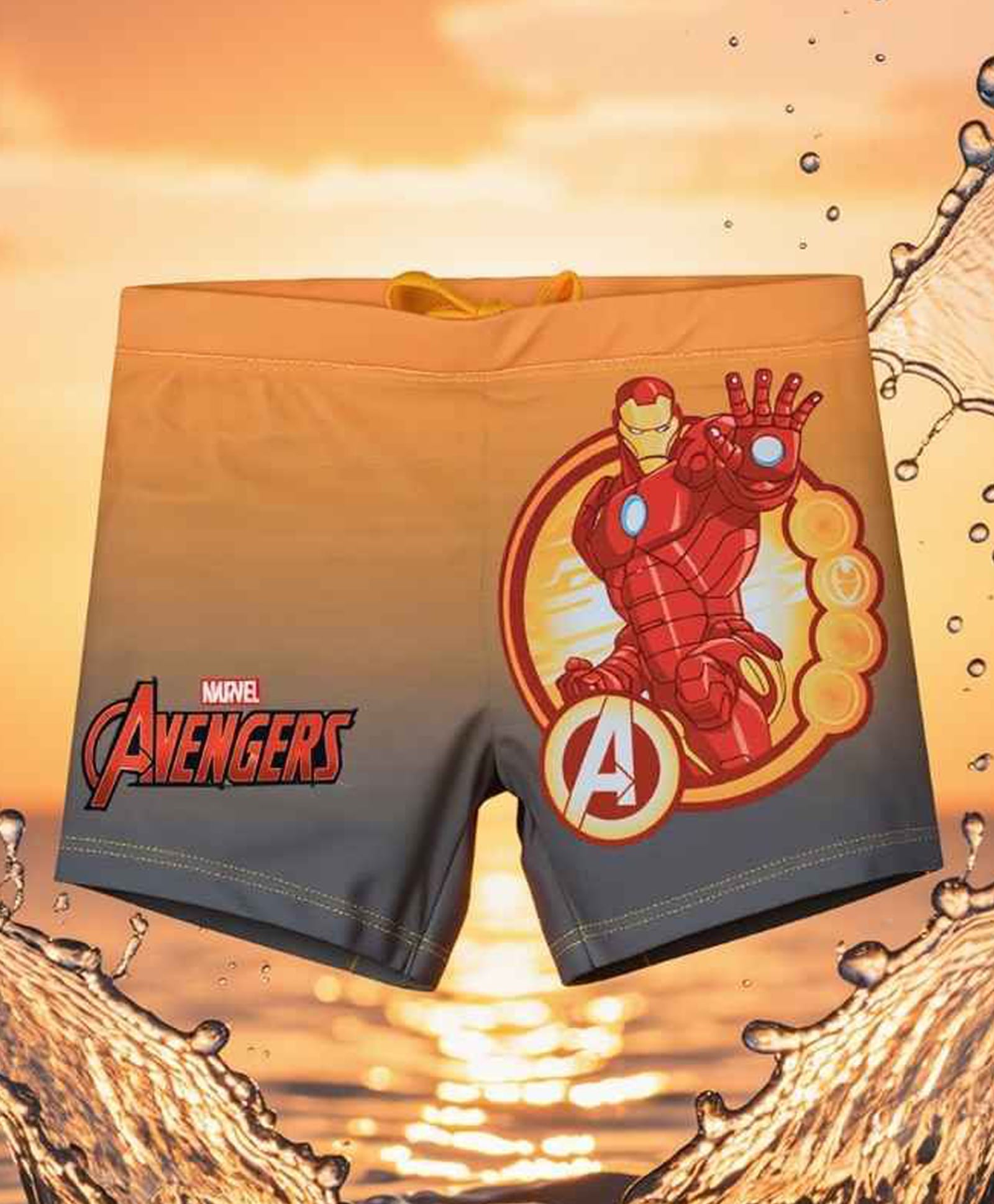 Yellow Bee Disney Marvel Featuring Iron Man Printed Swimming Trunks - Multi Colour-picture-17