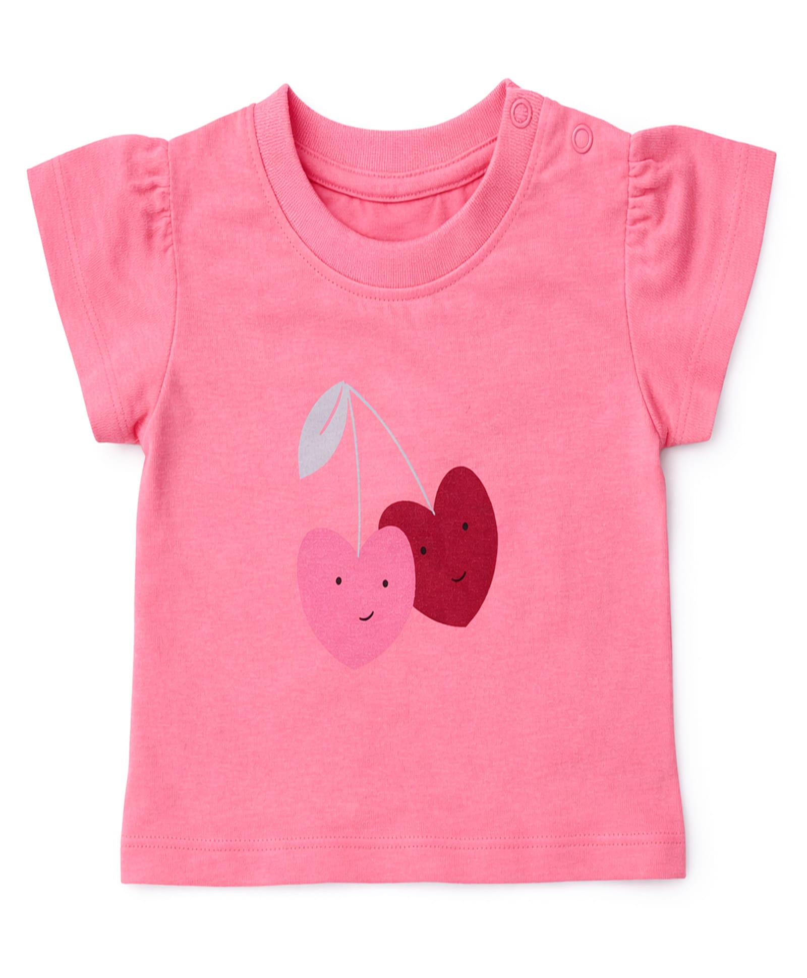 nuberry Cotton Woven Half Sleeves Hearts Printed Tee - Pink-image-25