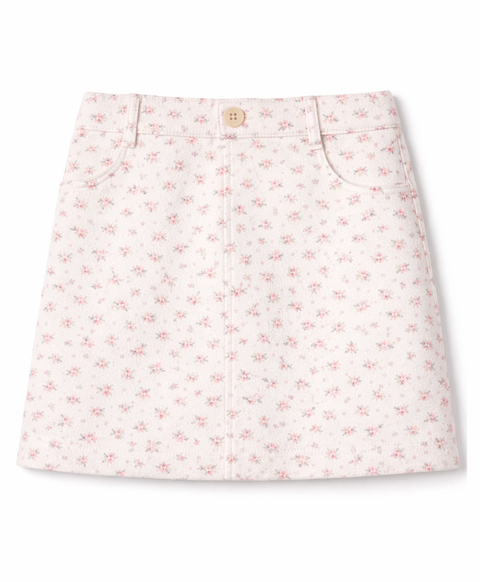 nuberry Cotton Woven Floral Printed Skirt - White-image-3