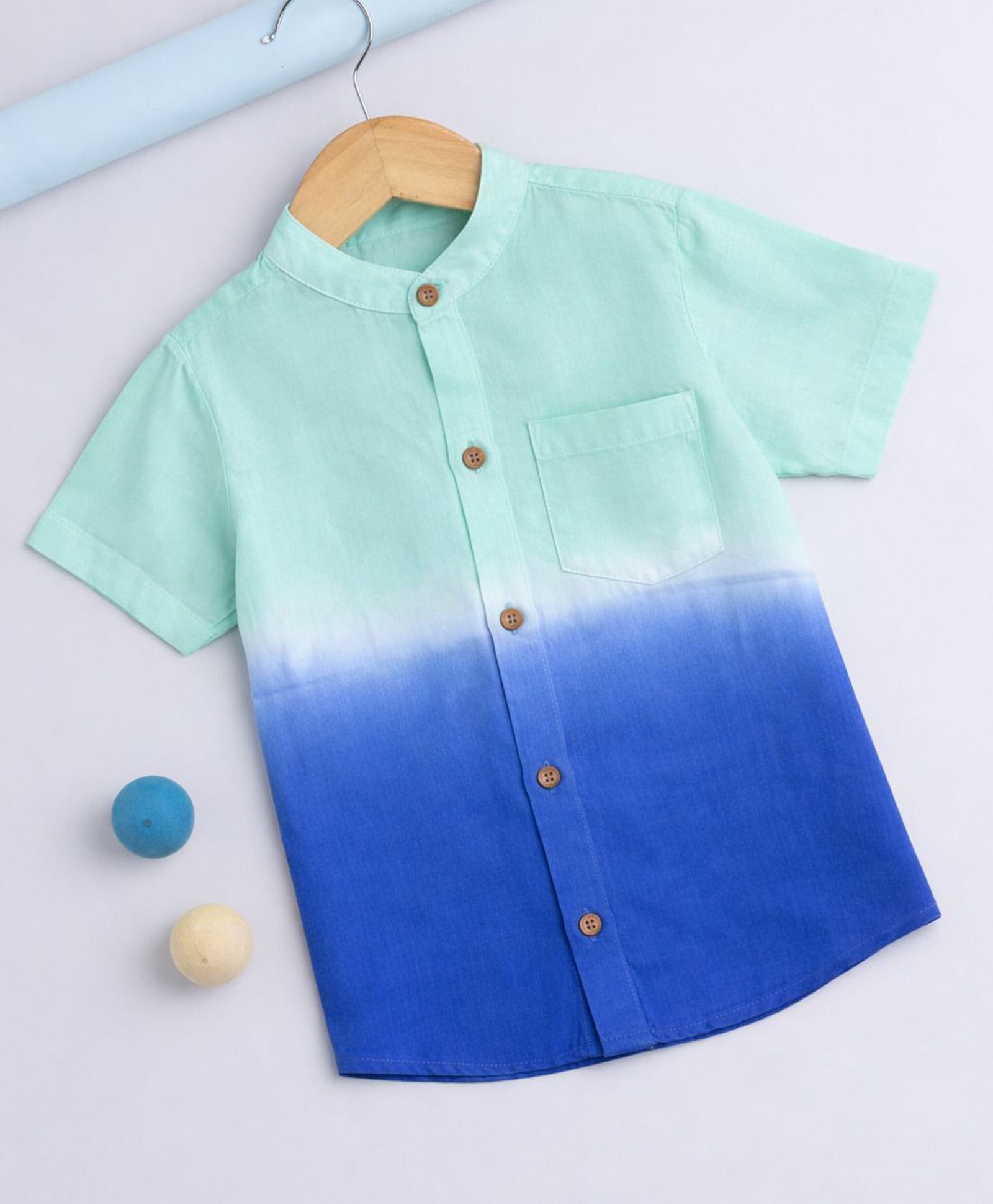 The Magic Wand Rayon Woven Half Sleeves Tie & Dye Shirt - Blue-picture-18