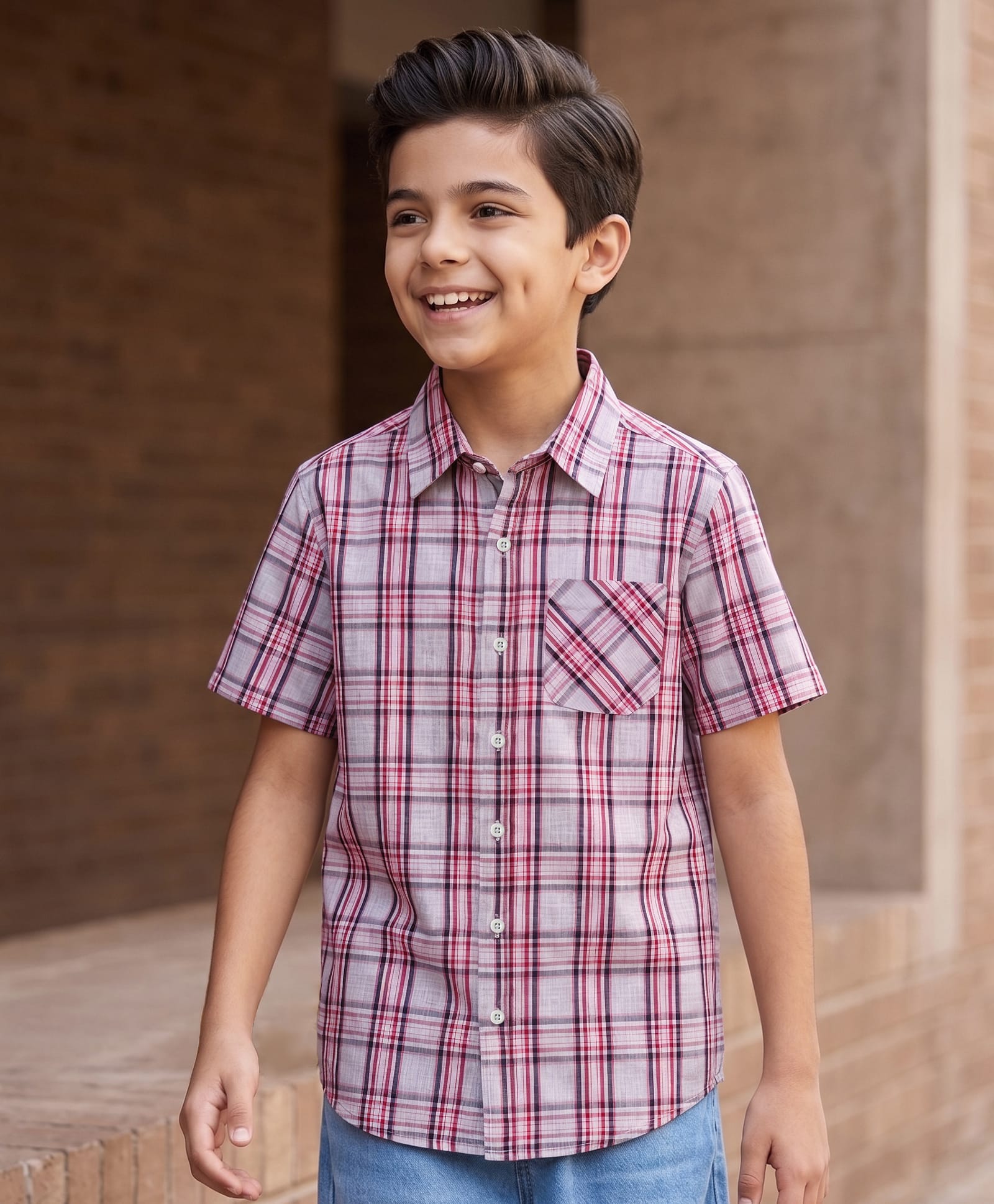 Pine Kids Cotton Woven Checks Shirts Half Sleeves Collar Multi Color 4-5 Years-picture-23