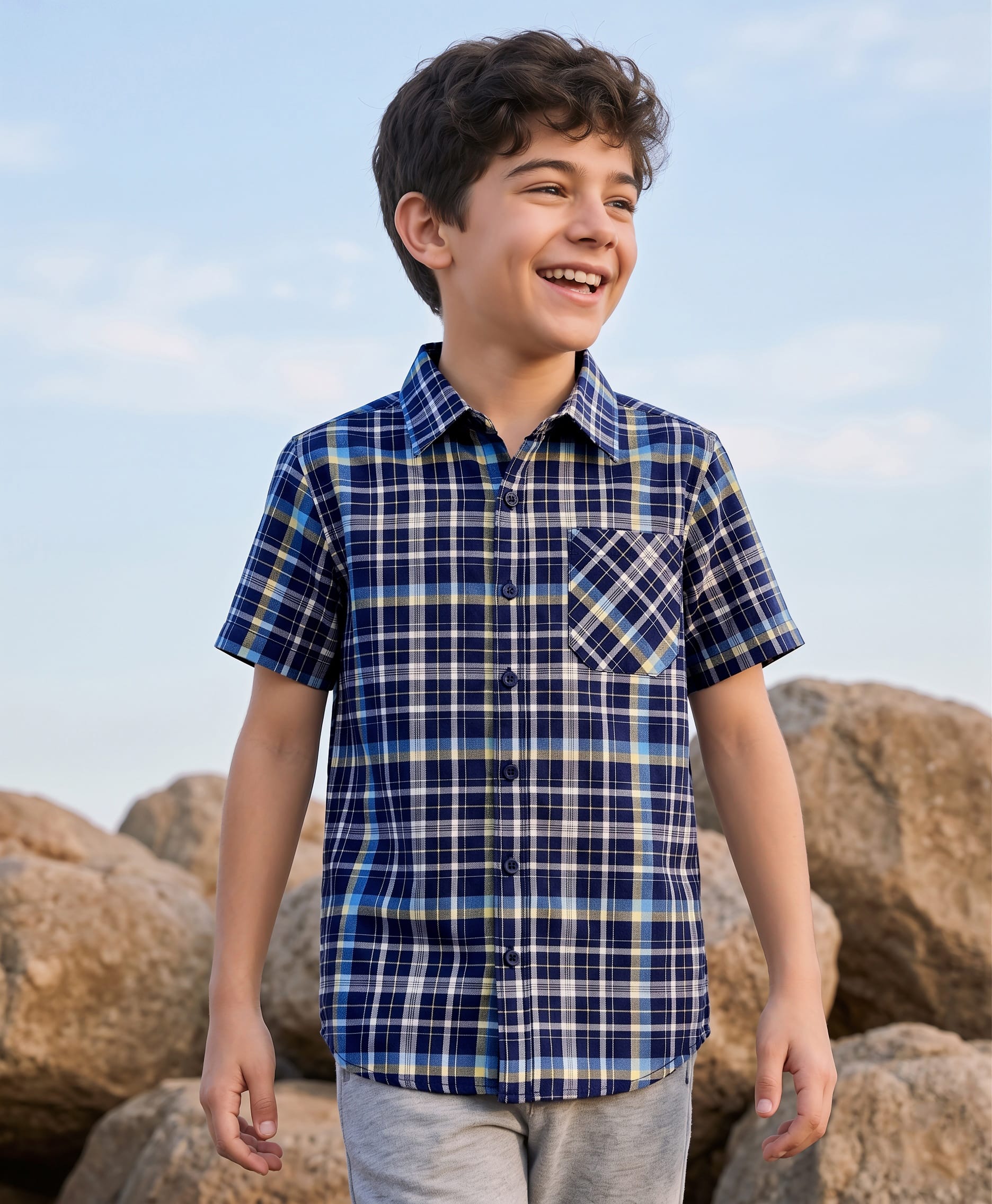 Pine Kids Cotton Woven Shirt Half Sleeves Checks Multi Color 7-8 Years-image-27