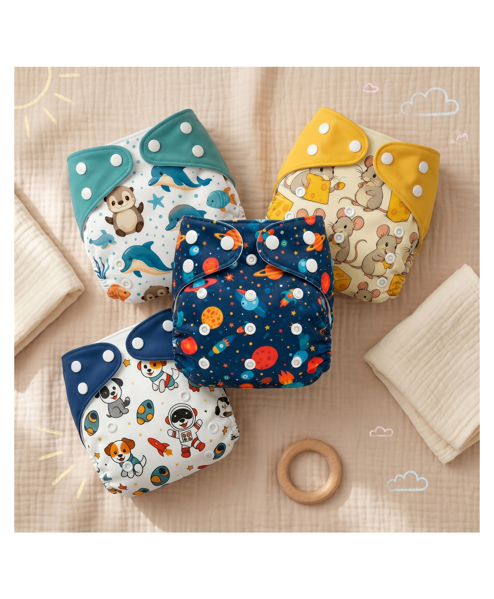 Blushbaby Premium Reusable Cloth Diapers for Babies- Pack Of 4-picture-21