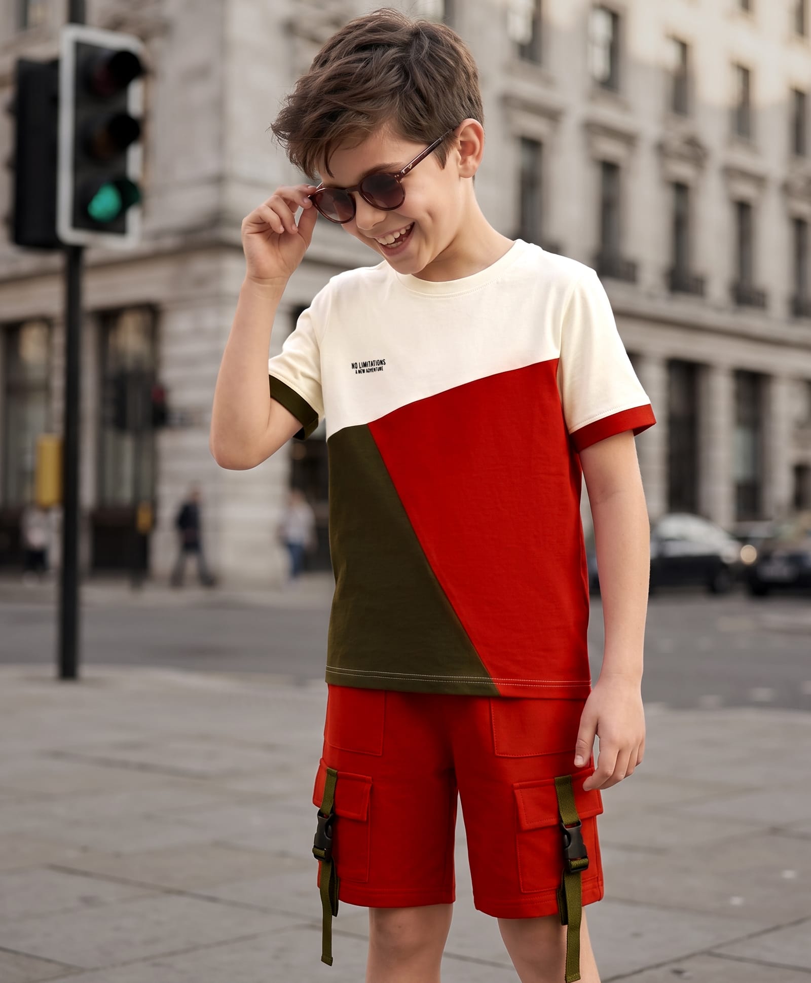 Ollington St. Cotton Sinker Knit Text Printed Cut & Sew Half Sleeve T-Shirt & Shorts - Rust-image-33