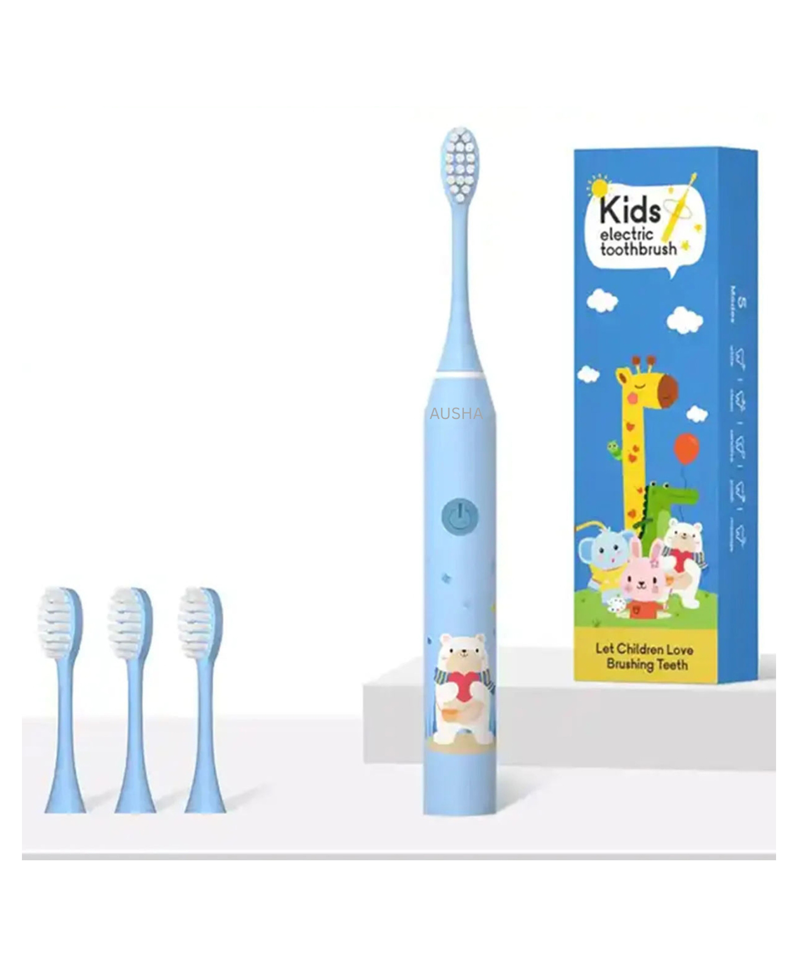 Ausha Kids Electric Toothbrush (Blue Bear) (Ages 3 To 12) | USB Rechargeable, 4 DuPont Heads, 2-Min Smart Timer-picture-33