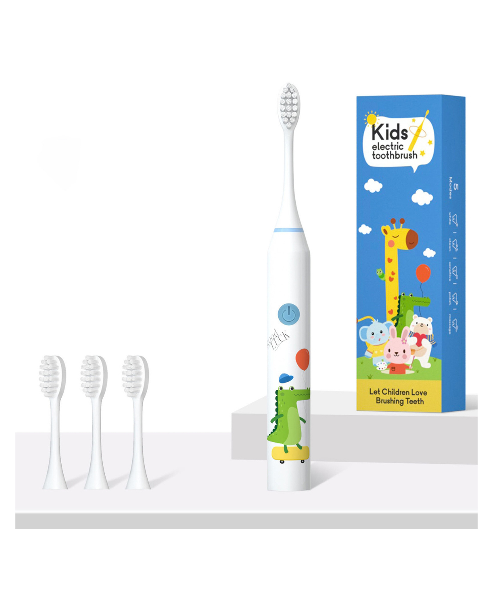 Ausha Kids Electric Toothbrush (White Crocodile) (Ages 3 To 12) | USB Rechargeable, 4 DuPont Heads, 2-Min Smart Timer-picture-19