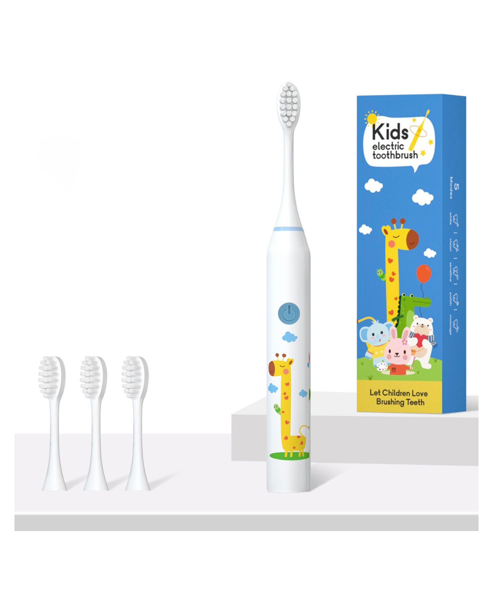 Ausha Kids Electric Toothbrush (White Giraffe) (Ages 3 To 12) | USB Rechargeable, 4 DuPont Heads, 2-Min Smart Timer-picture-40