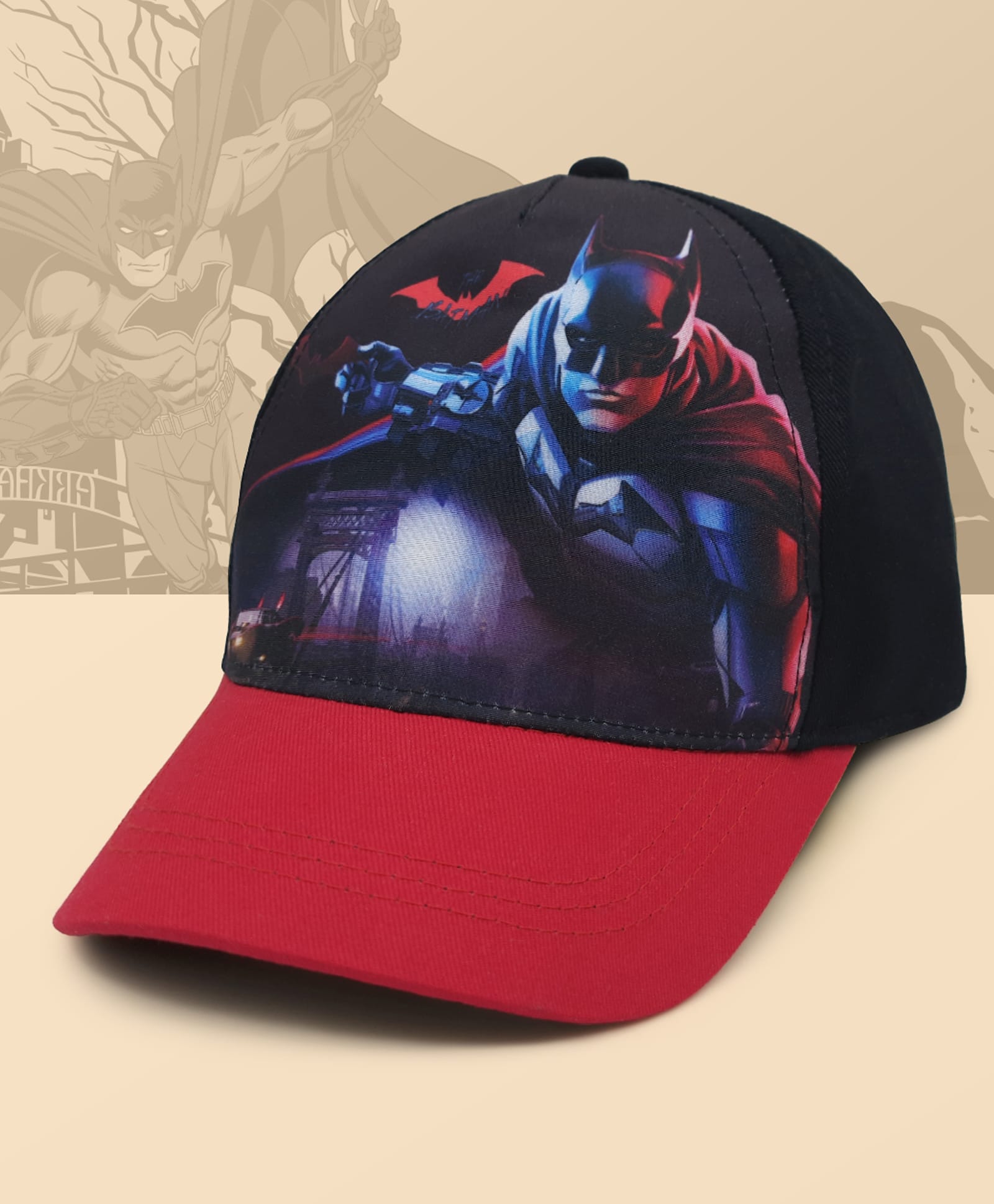 Kidsville Cotton Blend Knit DC Comics Featuring Batman Printed Baseball Cap - Black & Red - Circumference - 54 Cm-picture-18