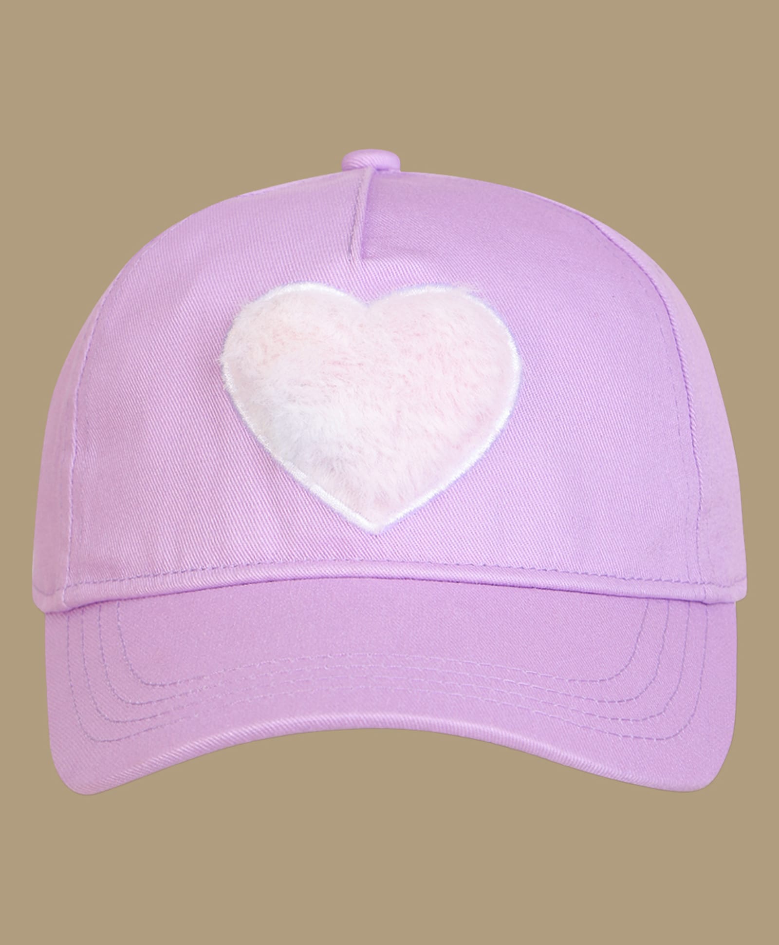 Kidsville Cotton Blend Knit Fur Heart Patch Detailed Baseball Cap - Pink - Circumference - 54 Cm-image-16