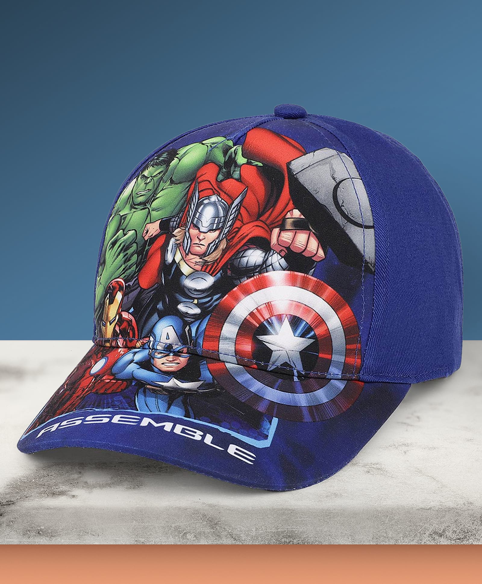 Kidsville Cotton Blend Knit Marvel Featuring The Avengers Printed Cap - Blue - Circumference 54 Cms-picture-37