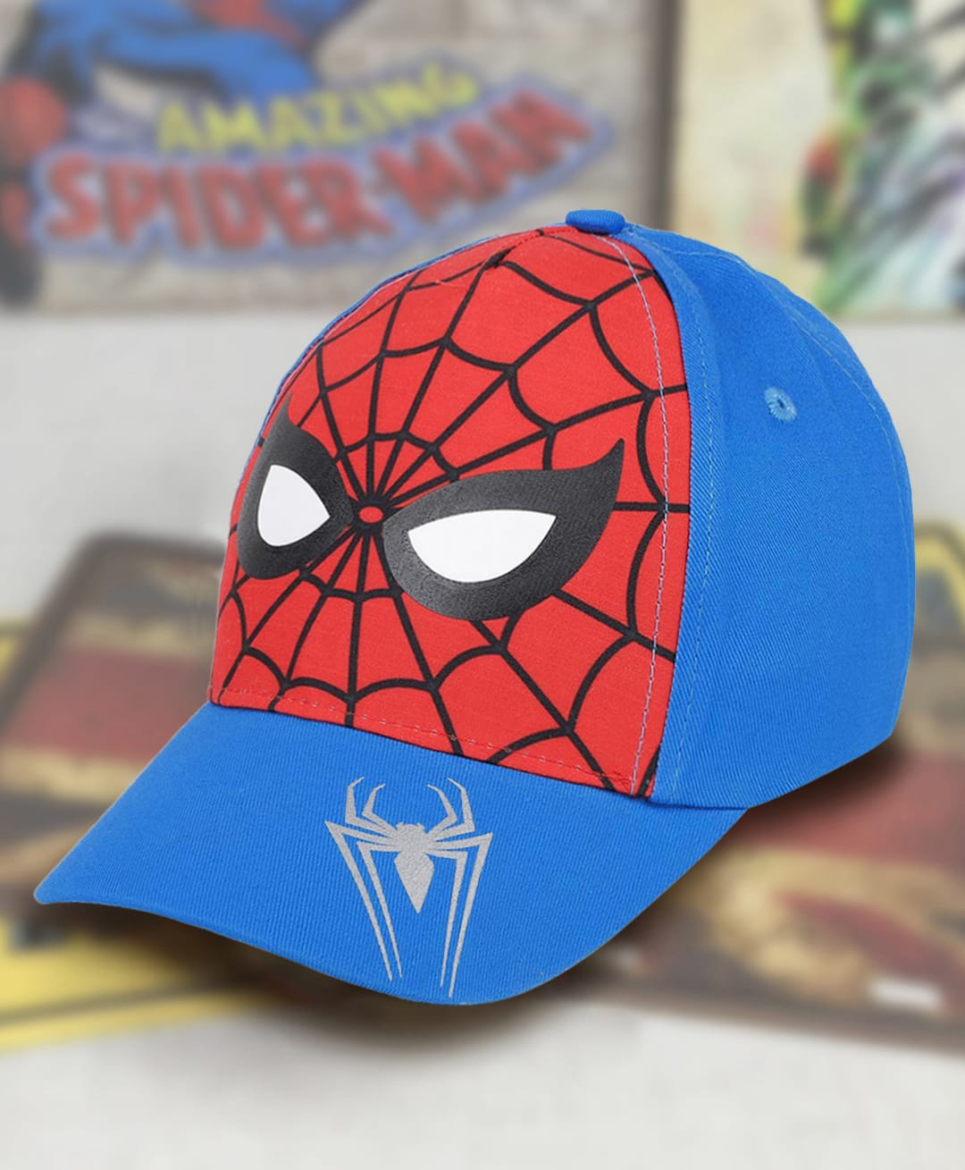 Kidsville Cotton Blend Knit Marvel Featuring Spider Man Printed Cap - Blue - Circumference 54 Cms-picture-33