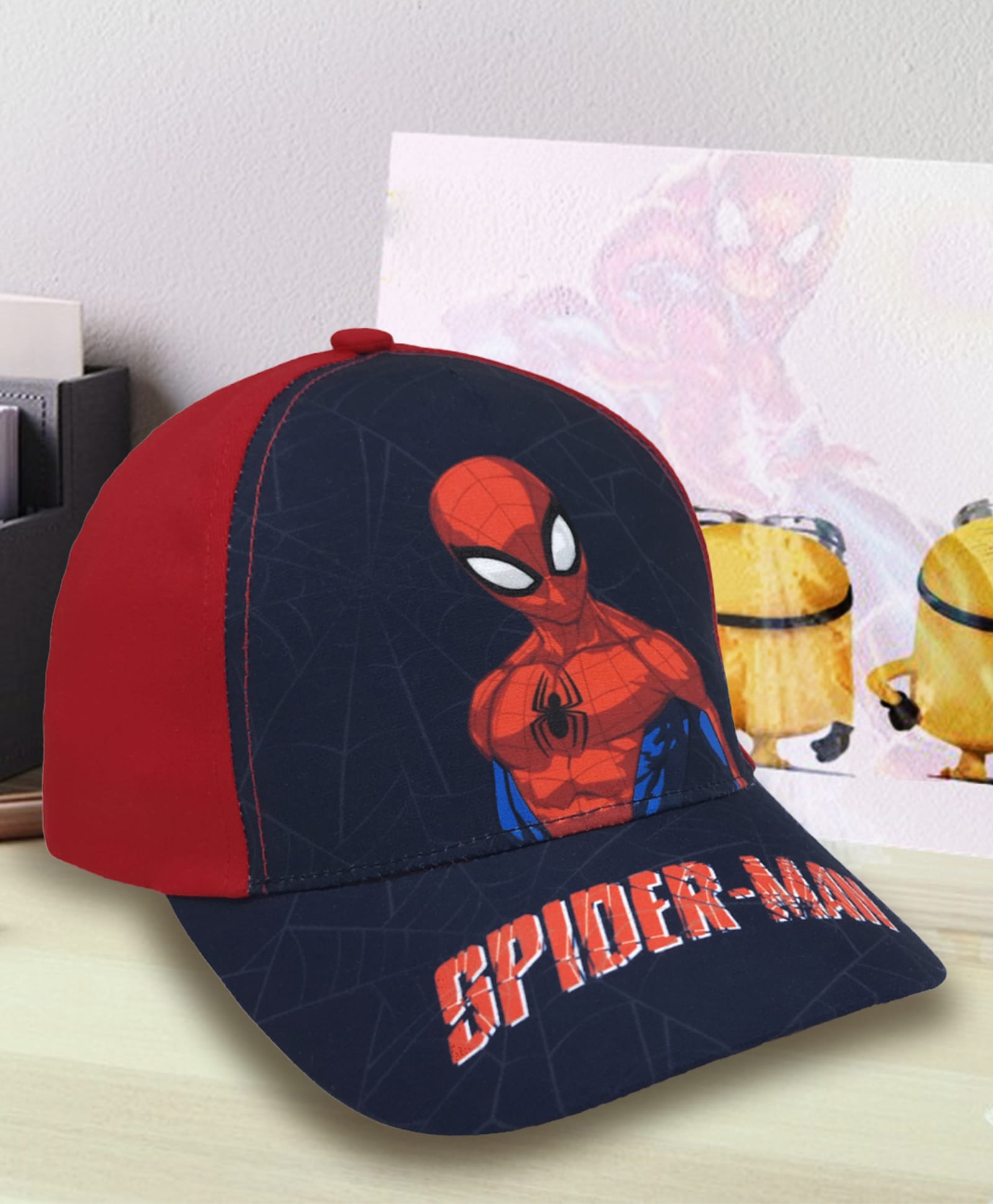 Kidsville Cotton Blend Knit Marvel Featuring Spider Man Printed Cap - Red & Blue - Circumference 54 Cms-picture-34