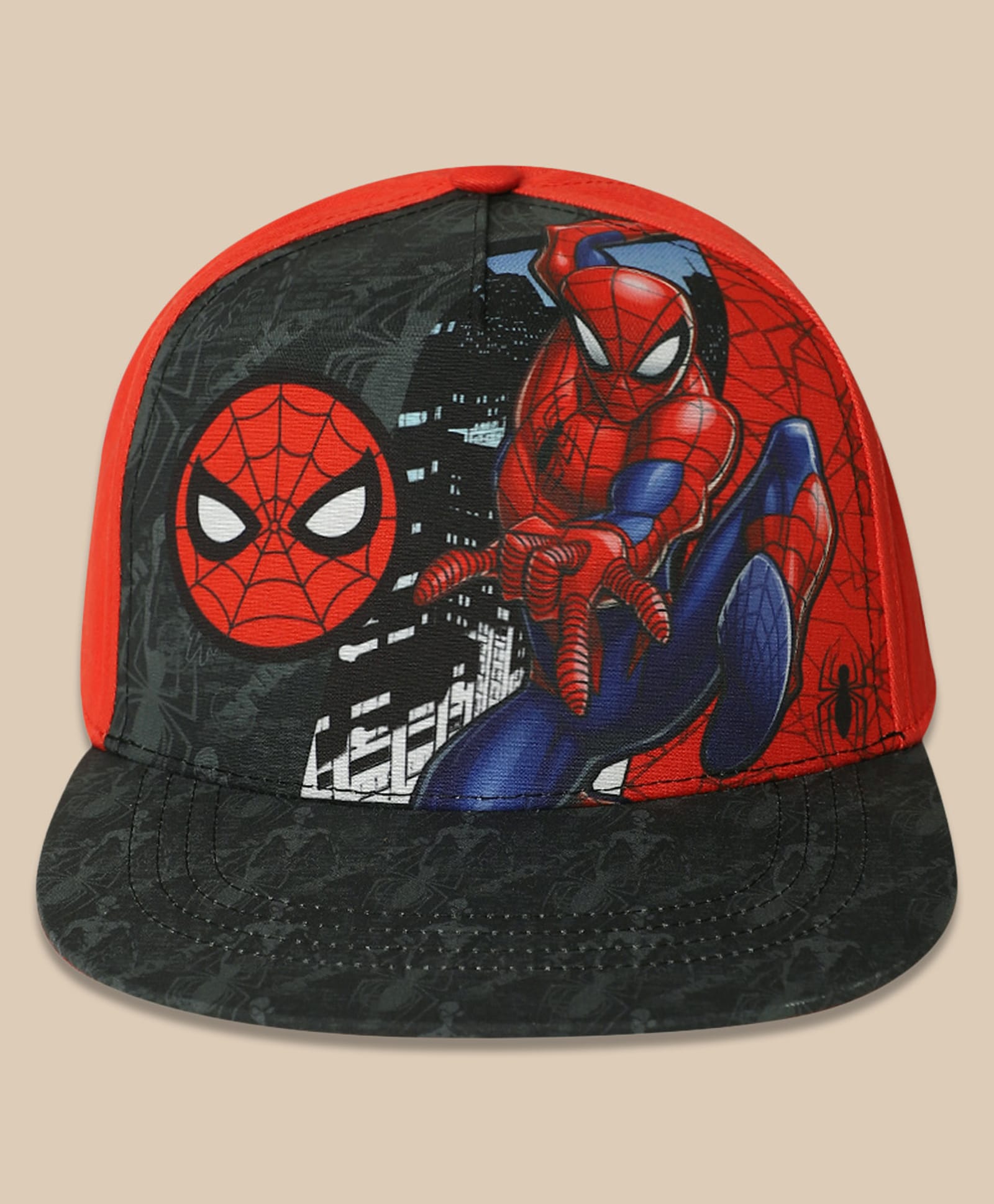 Kidsville Cotton Blend Knit Marvel Featuring Spider Man Printed Cap - Black & Red - Circumference 54 Cms-image-44