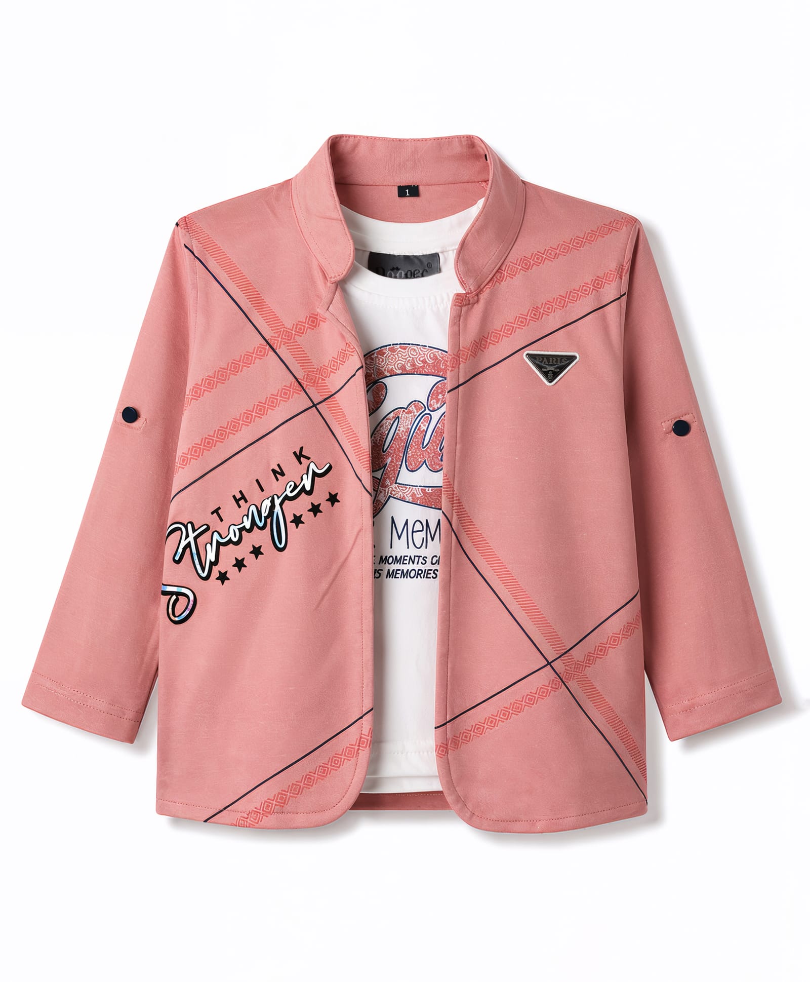 Dapper Dudes Woven Full Sleeves Printed Jacket With Tee - Peach-image-49
