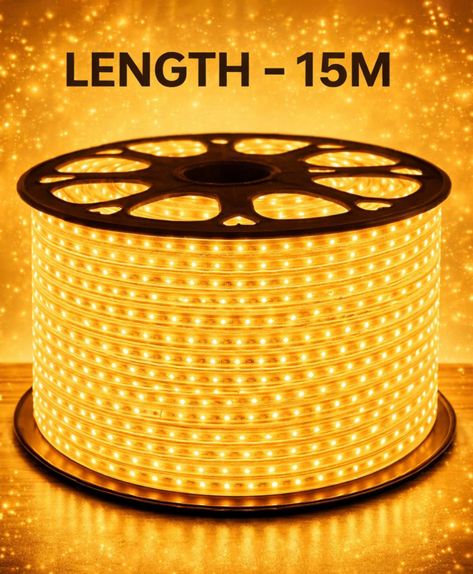 spark world | rope light 15 meter yellow plastic yellow led decorative light for home & festival use