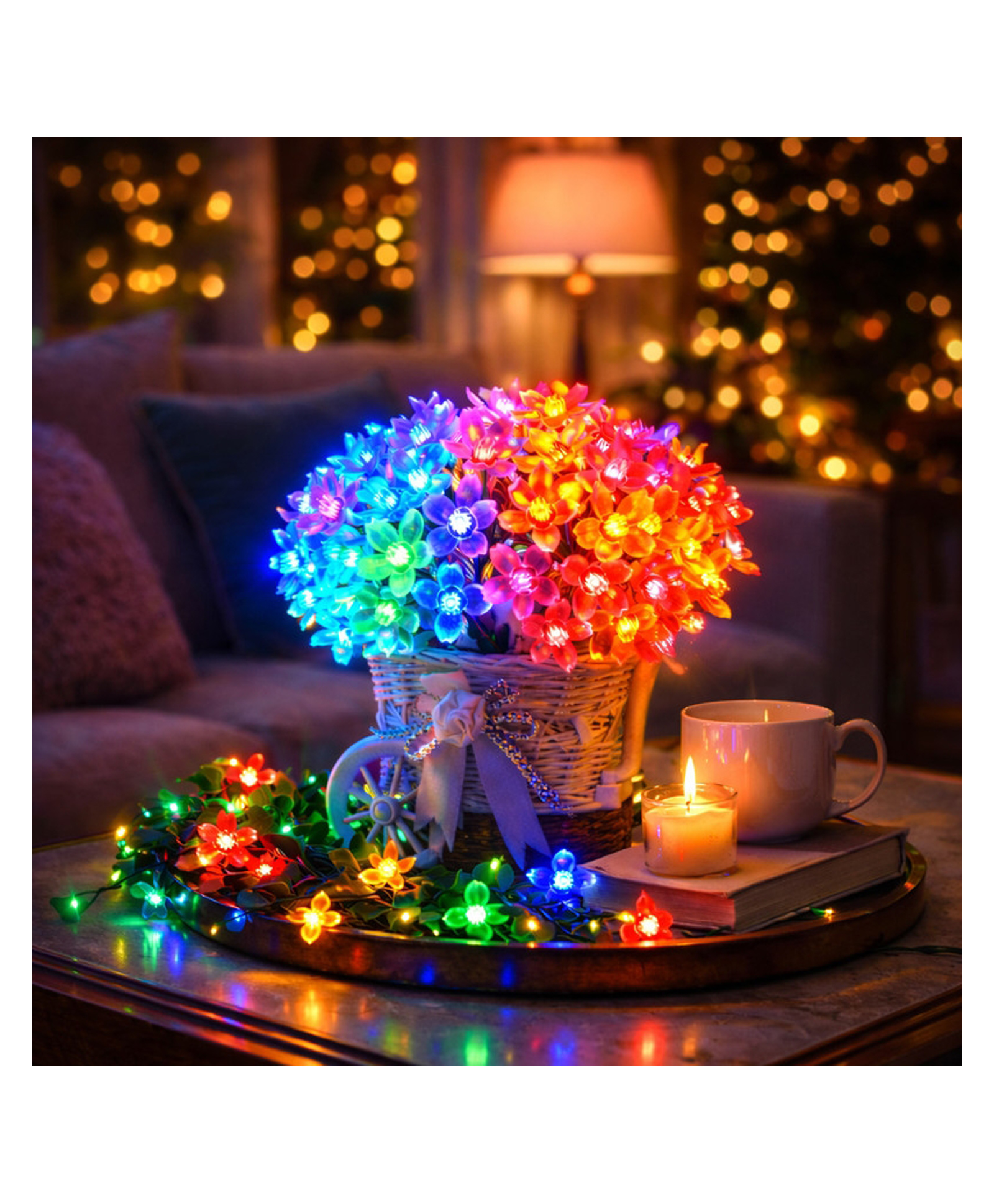 SPARK WORLD | 117.6 inch Flower Fairy Multi Rice Lights Multicolor LED Decorative Light for Home & Festival Use-picture-11
