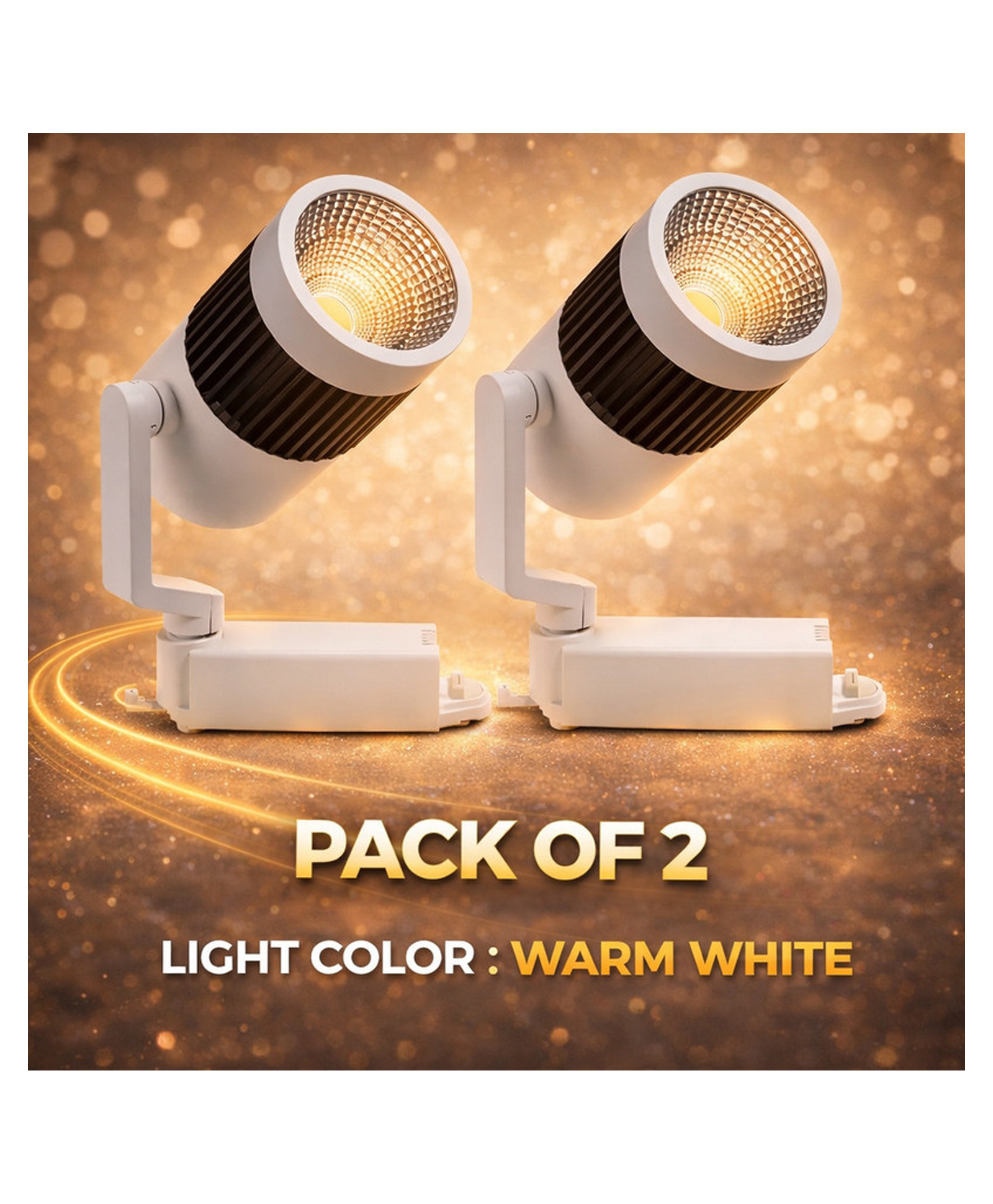 SPARK WORLD | Track Light | Yellow | Pack of 2 | 30 Watt Track White (WW) Finish LED Spotlight Focus Pack of 2 Aluminium Yellow LED Decorative Light for Home & Festival Use-picture-35