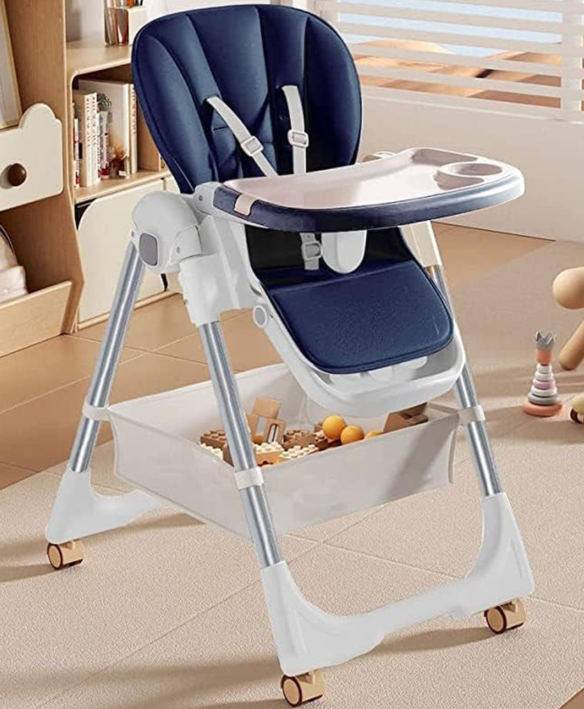 StarAndDaisy Galaxy Star Baby High Chair Foldable With Height Adjustment & Storage Basket- Blue-image-11