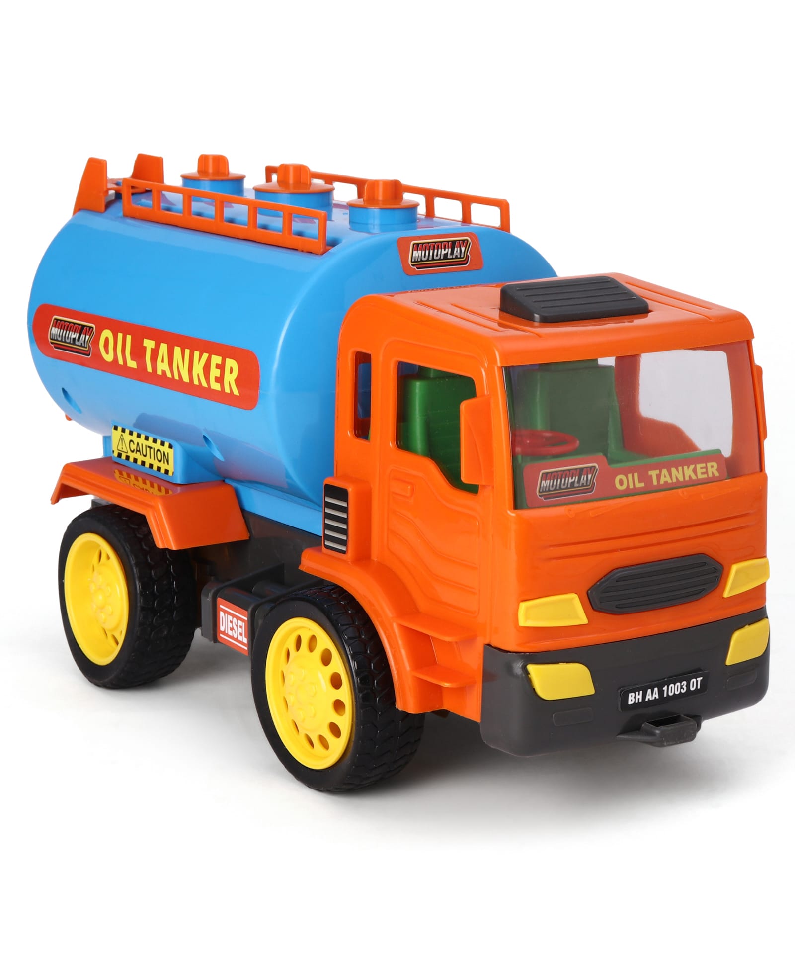 United Agencies Friction Power Motoplay Oil Tanker Toy - Orange & Blue-image-4