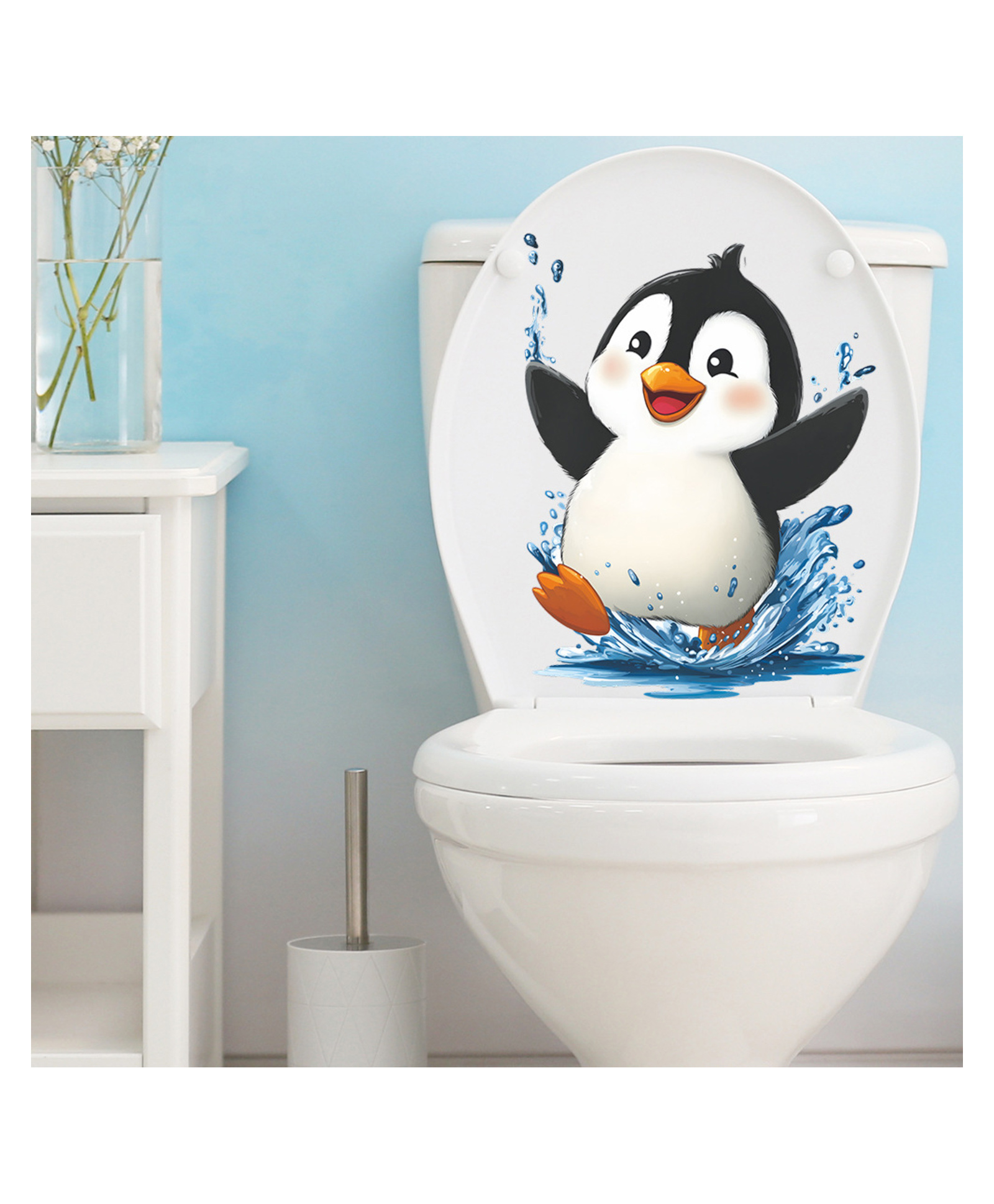JAAMSO ROYALS Penguin Toilet Stickers PVC Waterproof Funny Stickers for Bathroom Toilet Seat Stickers for Toilet Lid Seat Stickers(30 CM X 40 CM )-image-13