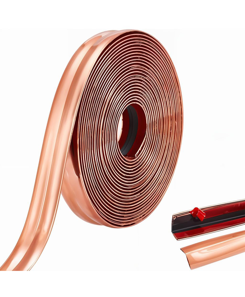 JAAMSO ROYALS Rose Gold PVC Edge Banding Tapes Self-Adhesive Furniture Decorative Trim Strip T-Bar Trim (2 x 200 CM)-image-20