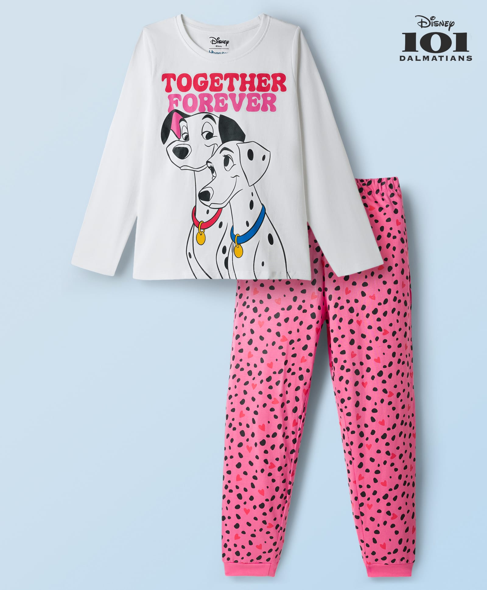 HoneyHap Disney Single Jersey Knit Full Sleeves 101 Dalmatians Printed Pyjama Night Suit - Multicolour-image-35