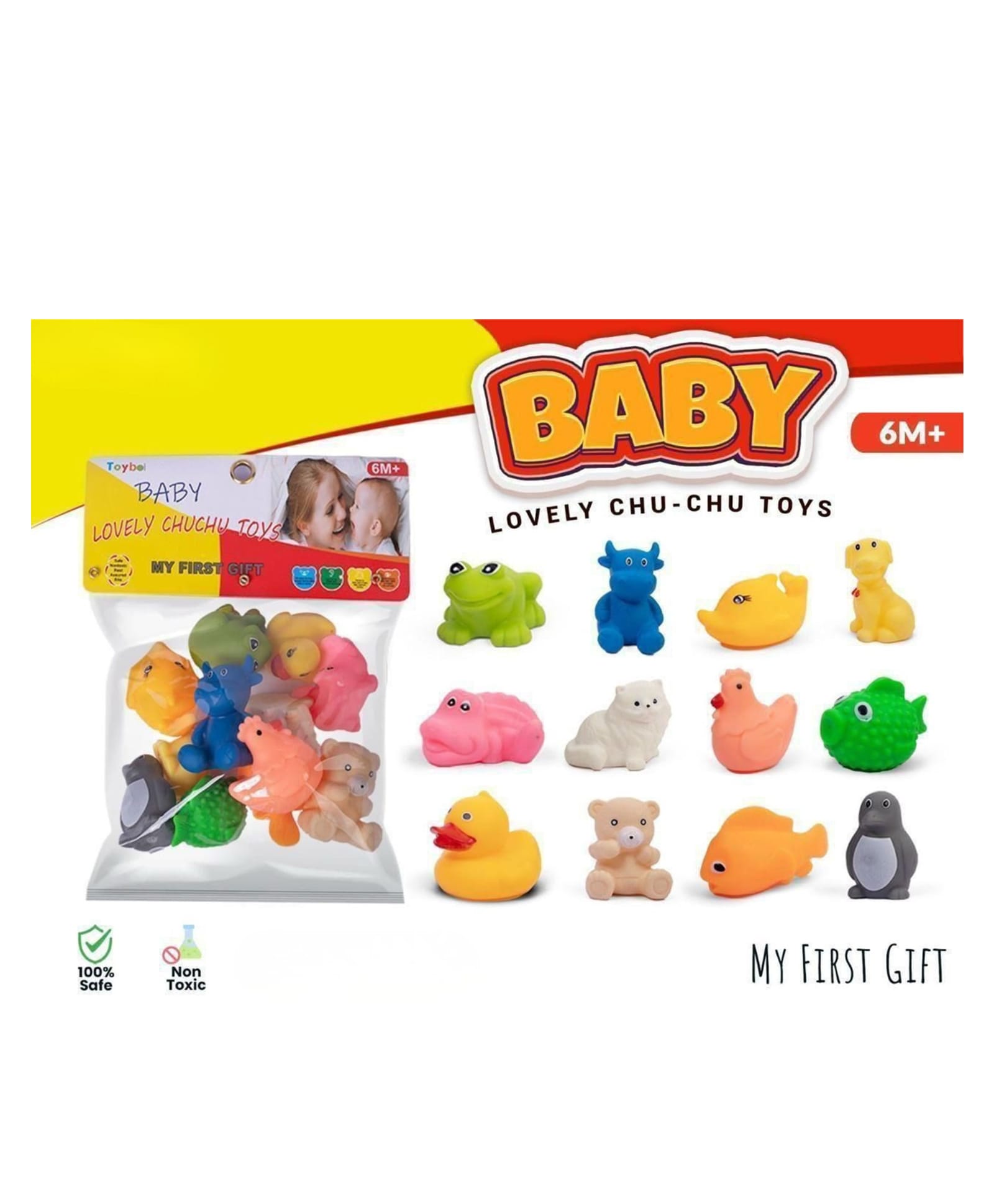 YAMAMA Squeeze Bath Toys, Pack of 12 Squeaky Animal Toys for Babies, Colorful Bath Toys for Toddlers Boys & Girls, Age 6+ Months Model May Vary (Multicolor)-picture-13