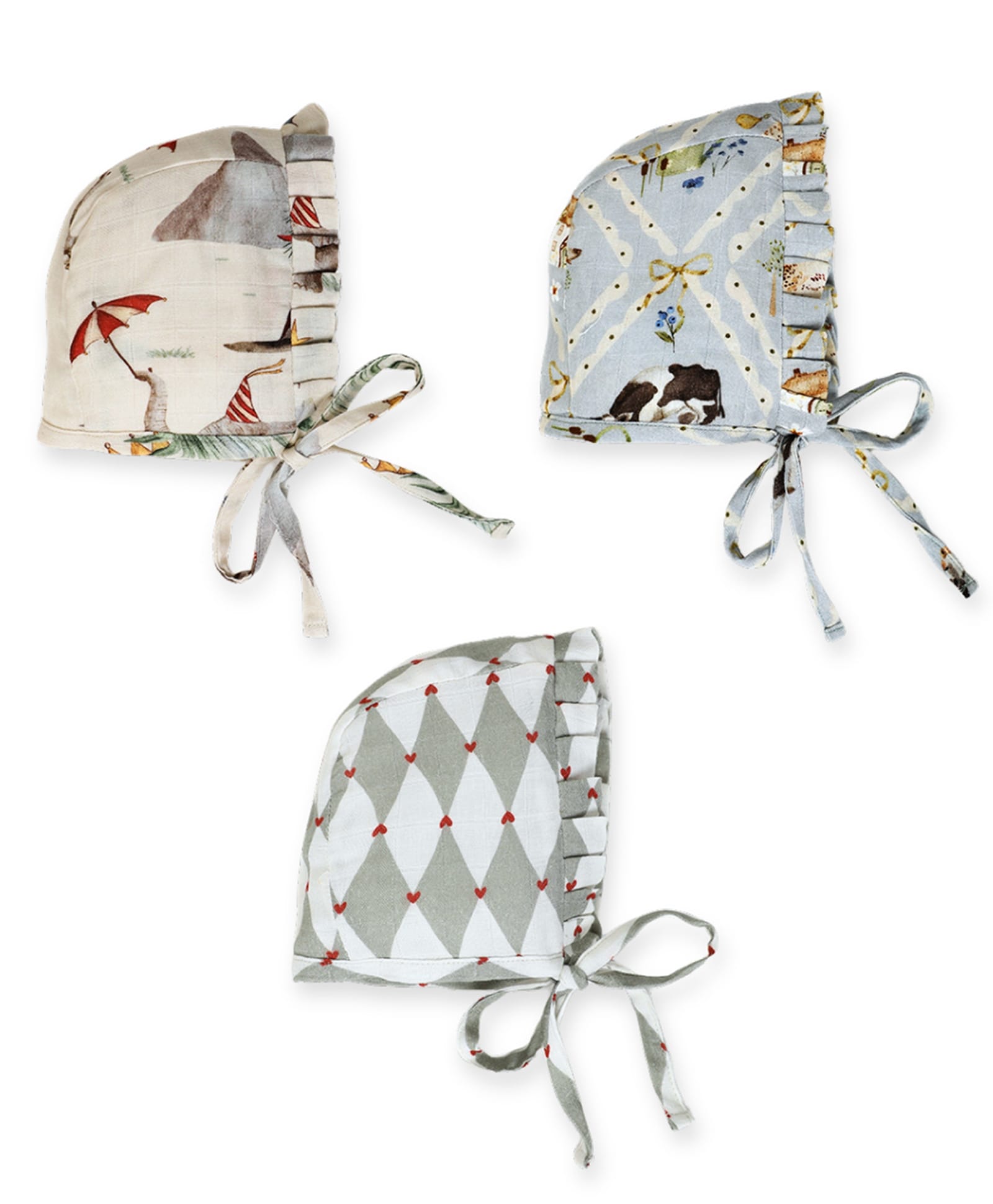 Cocoon Care Bamboo Cotton Knit Pack Of 3 Animal & Abstract Printed Caps - Multi Colour-picture-11