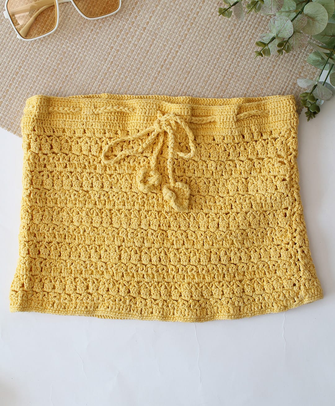 Woonie Cotton Self Designed Skirt - Yellow-picture-10