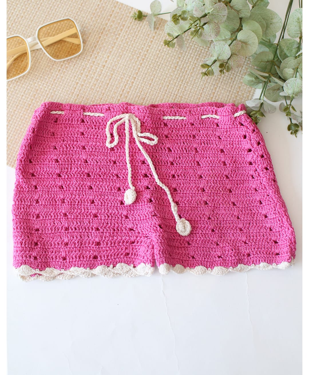 Woonie Cotton Self Designed Solid Shorts - Pink-picture-27
