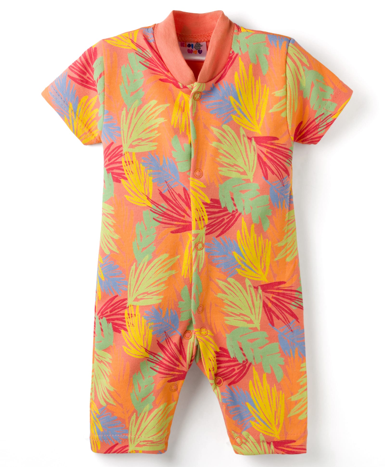 Kidi Wav Half Sleeves Tropical Theme Printed Romper - Multi Colour-image-31