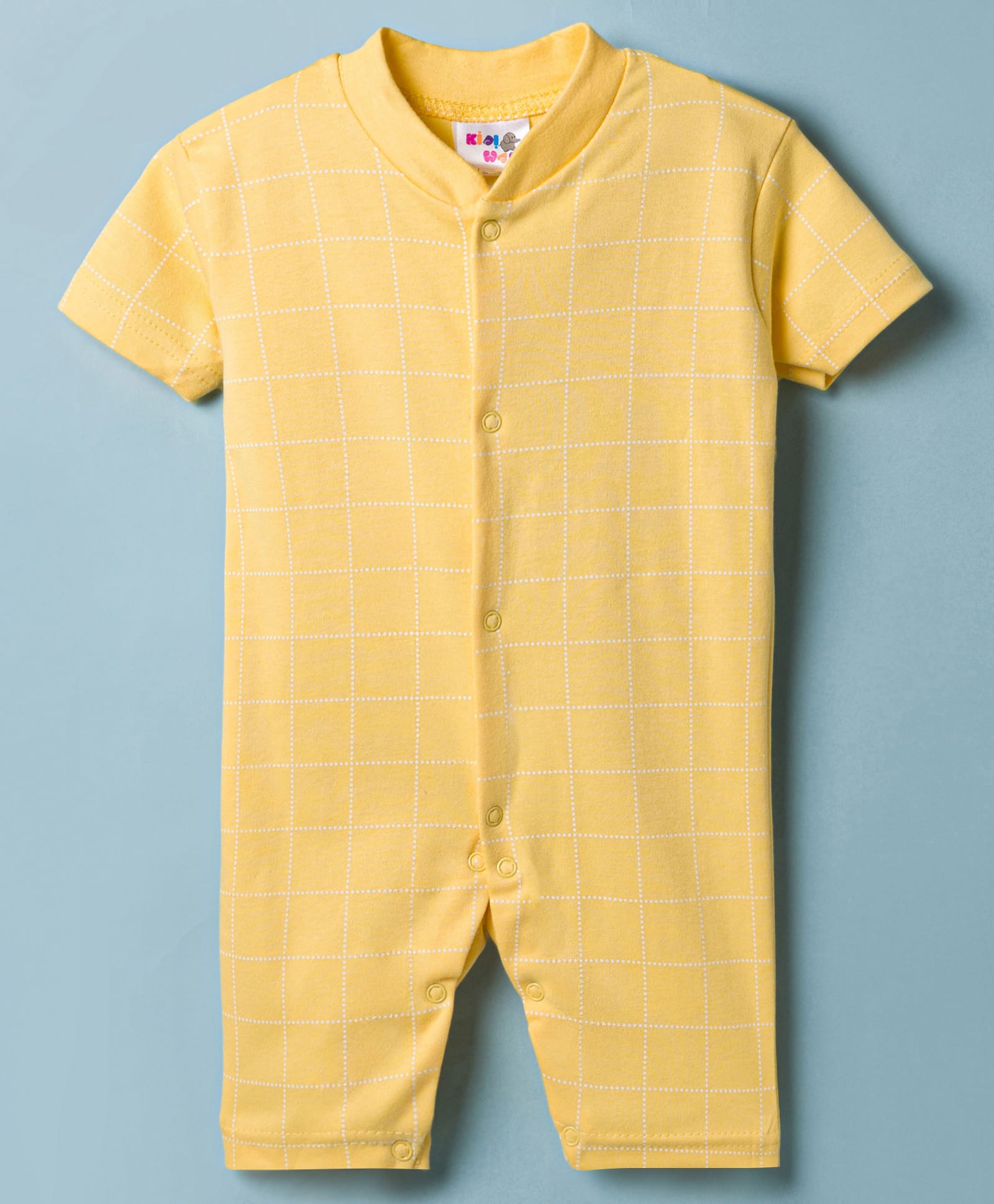 Kidi Wav Half Sleeves Checked Romper - Yellow-image-28
