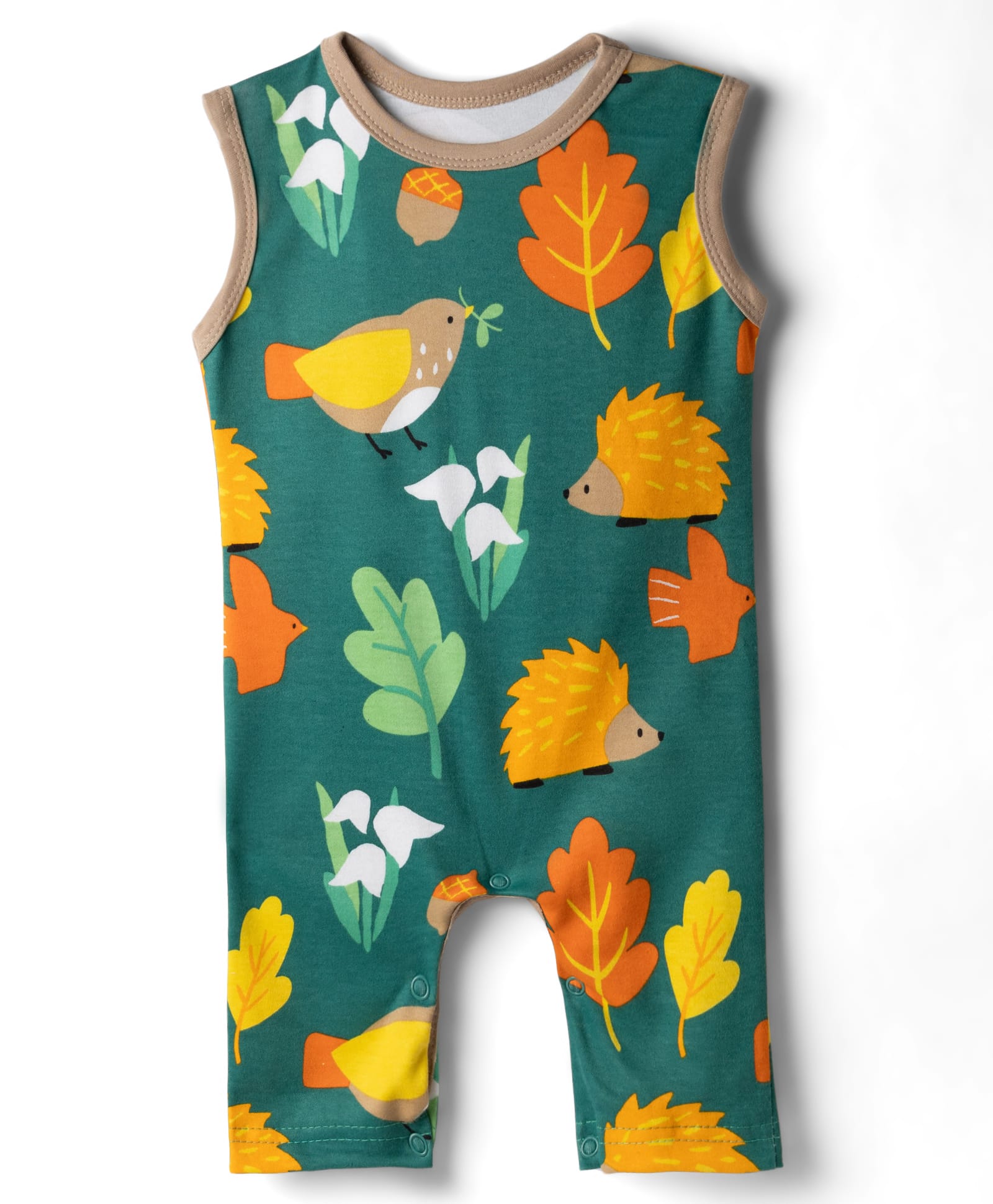 Kidi Wav Sleeveless Animals & Birds Printed Romper - Green-image-19