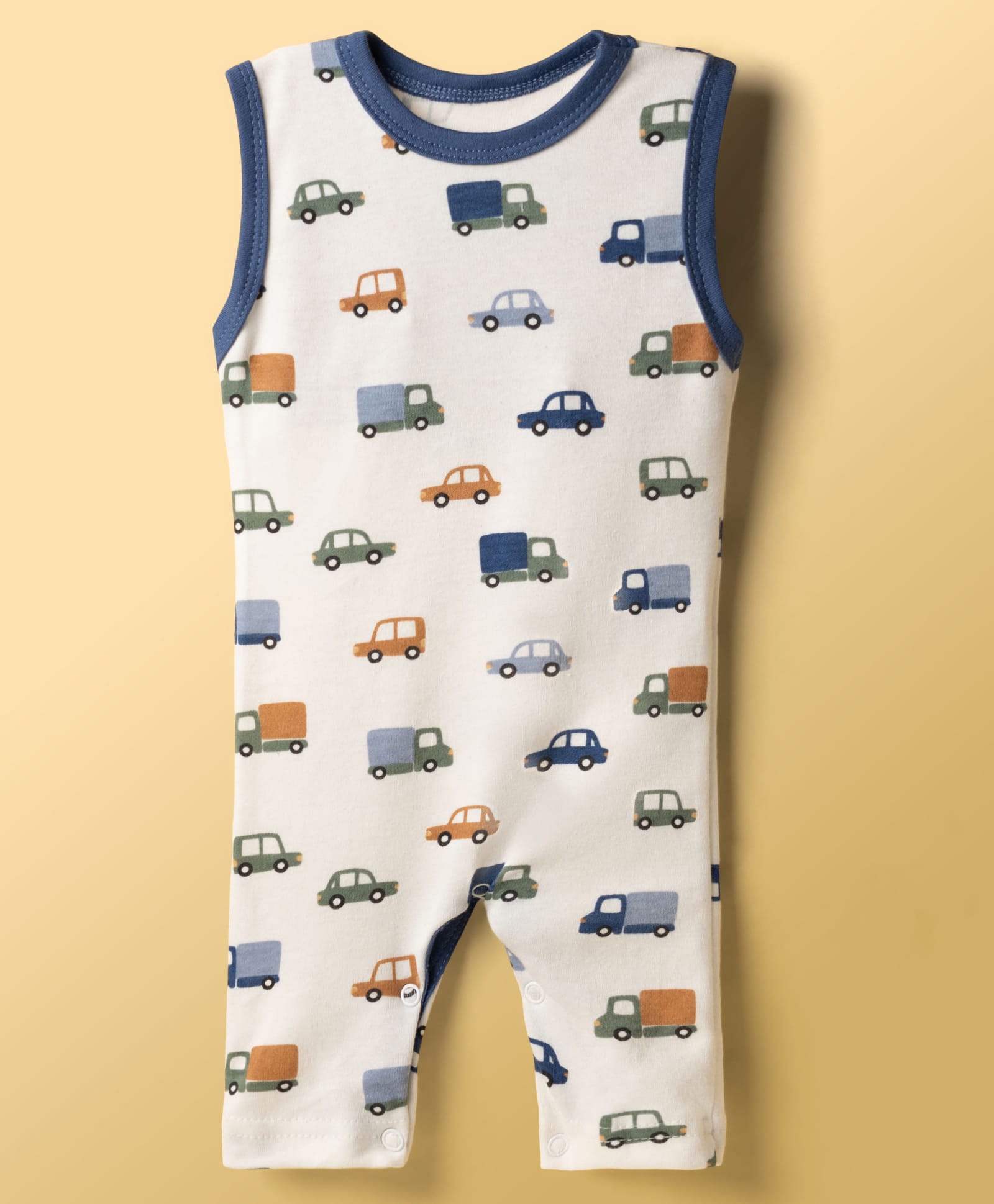 Kidi Wav Sleeveless Cars Printed Romper - White-image-7