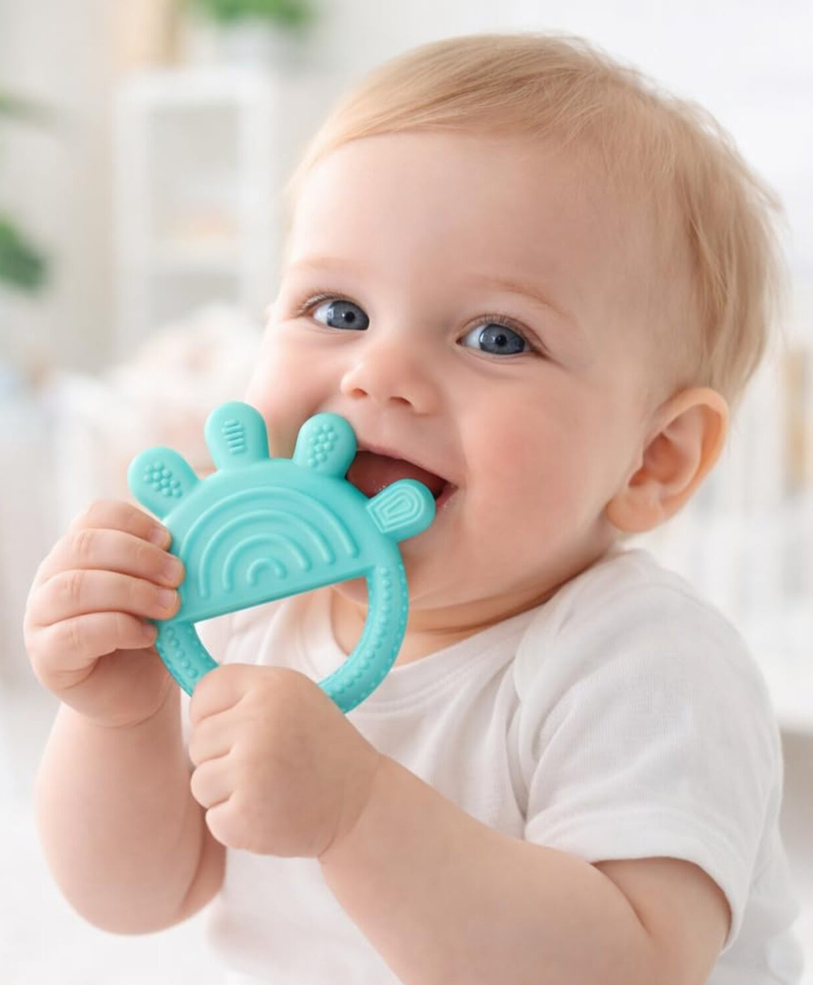 AEREX Palm Shape Baby Teether | Soft Silicone BPA Free Natural Organic Nipple Teether for Newborn Infant, Babies | Teething Toys for Babies | Silicone Soothing Teether (Blue)-picture-11