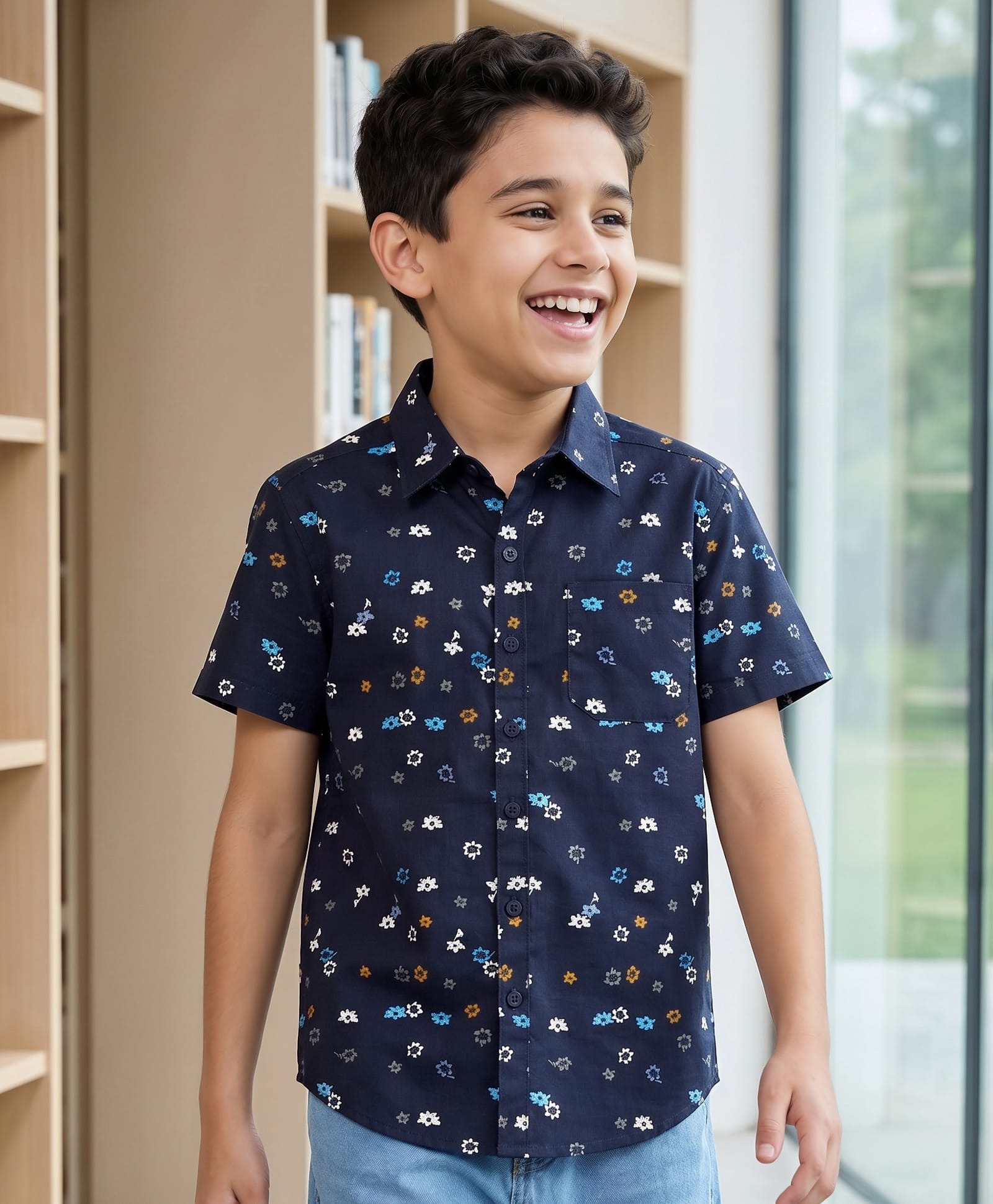Pine Kids Cotton Woven Printed Shirts Half Sleeves Blue 6-7 Years-picture-35