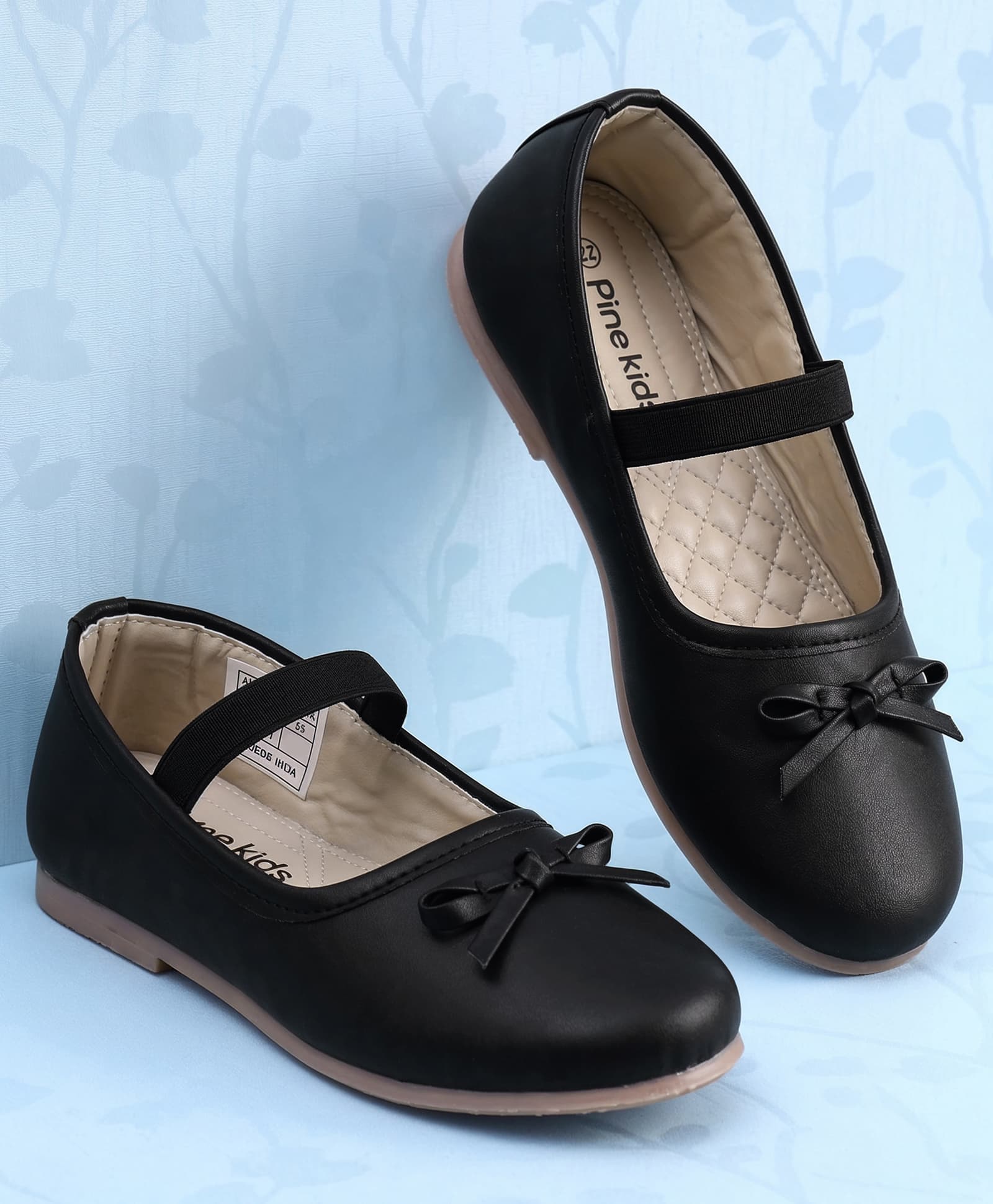 Pine Kids Slip On Ballerina With Bow Applique - Black-picture-33