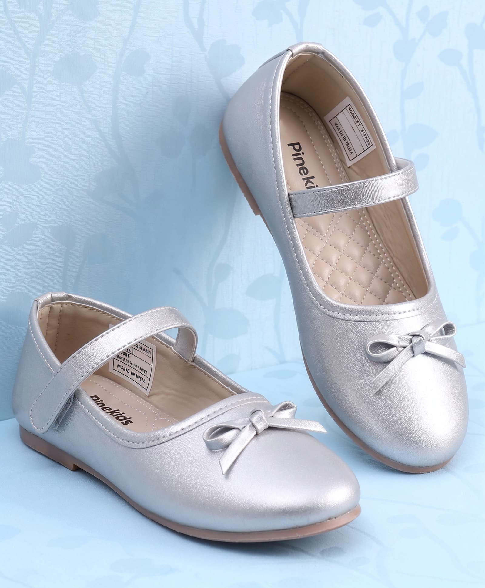 Pine Kids Slip On Ballerina With Bow Applique - Sliver-image-10