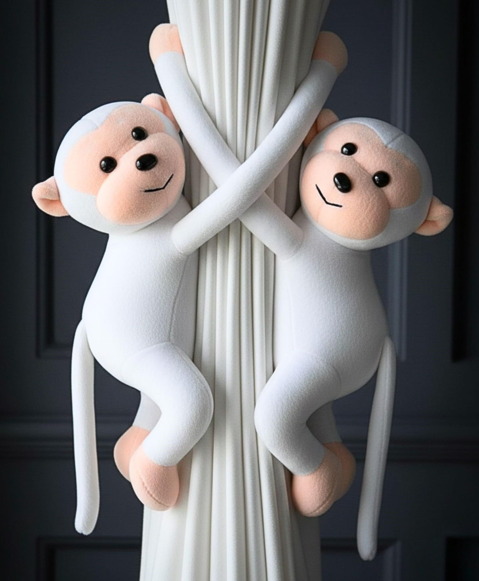 Tickles 28 cm 2 Pcs Monkey Soft Stuffed Plush Hanging Toy For Kids Boys & Girls Home Decoration (Color: White)-image-49