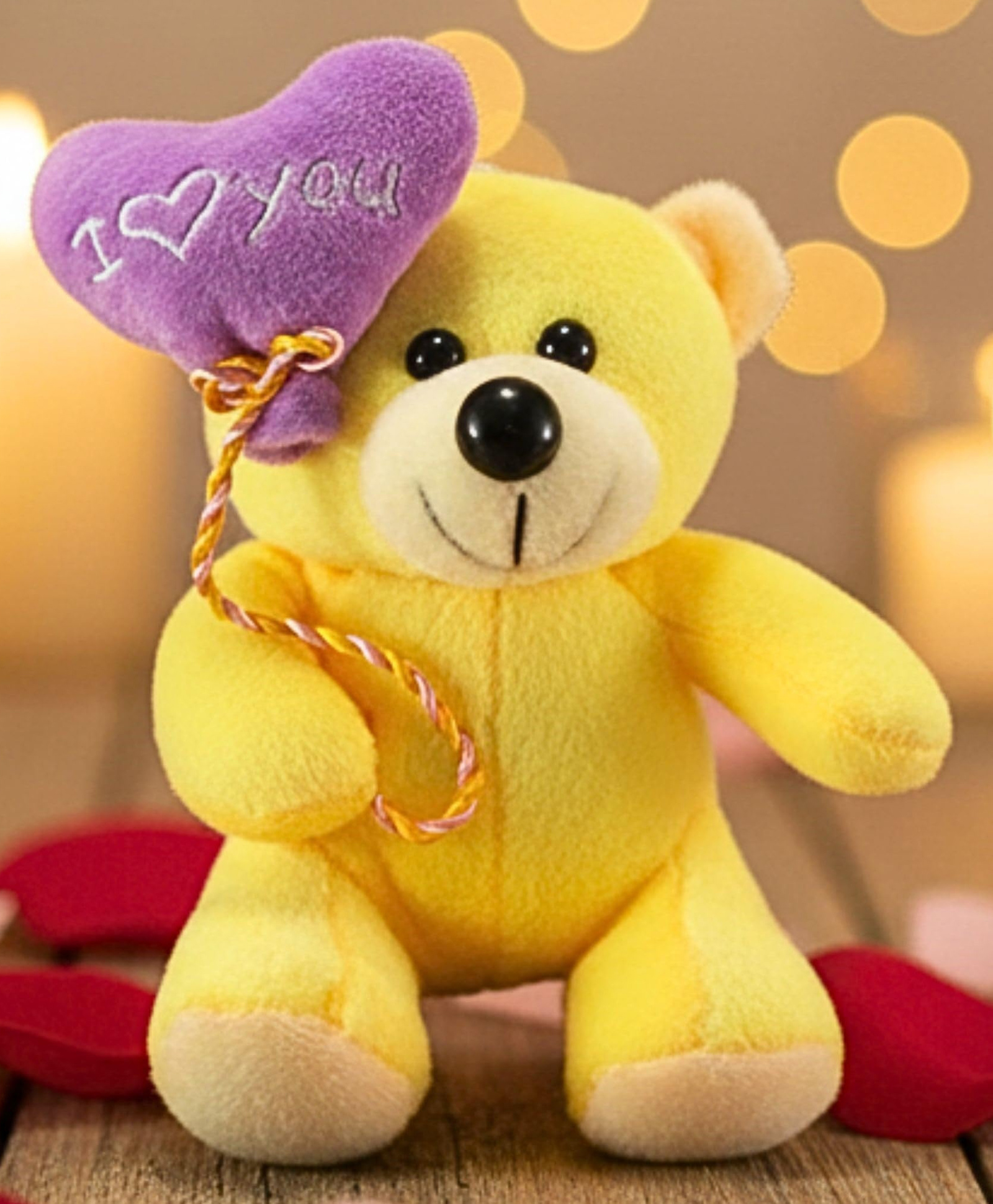 Tickles 35 cm I Love You Heart Balloon Teddy Soft Stuffed Plush Toy For Kids Boys & Love Girls Birthday Gifts Valentine's Day (Color: Yellow)-image-22