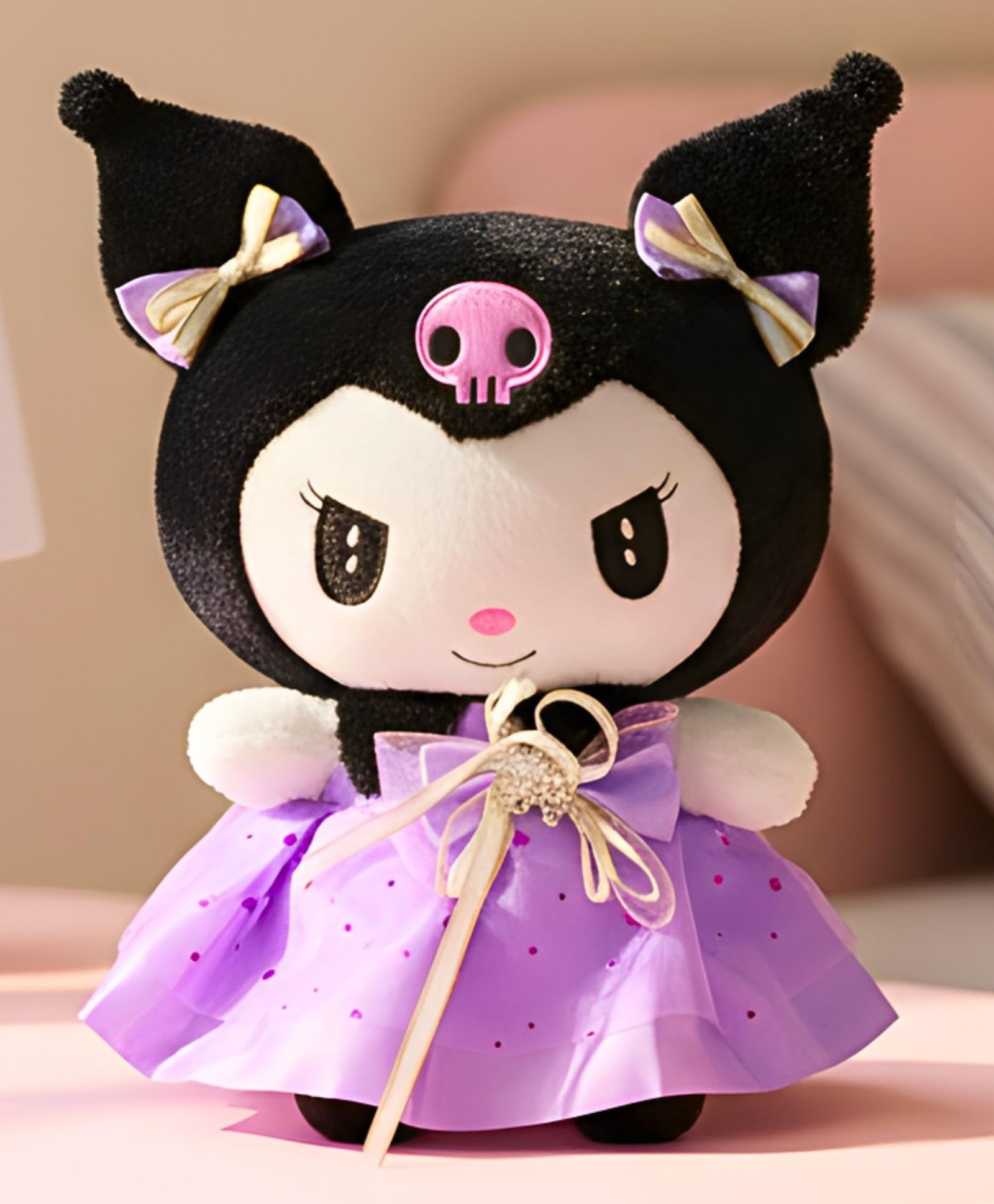 Tickles 25 cm Cute Anime Doll Soft Stuffed Plush Cartoon Character Toy for Kids Boys & Girls Birthday Gift - Purple & Black-image-48