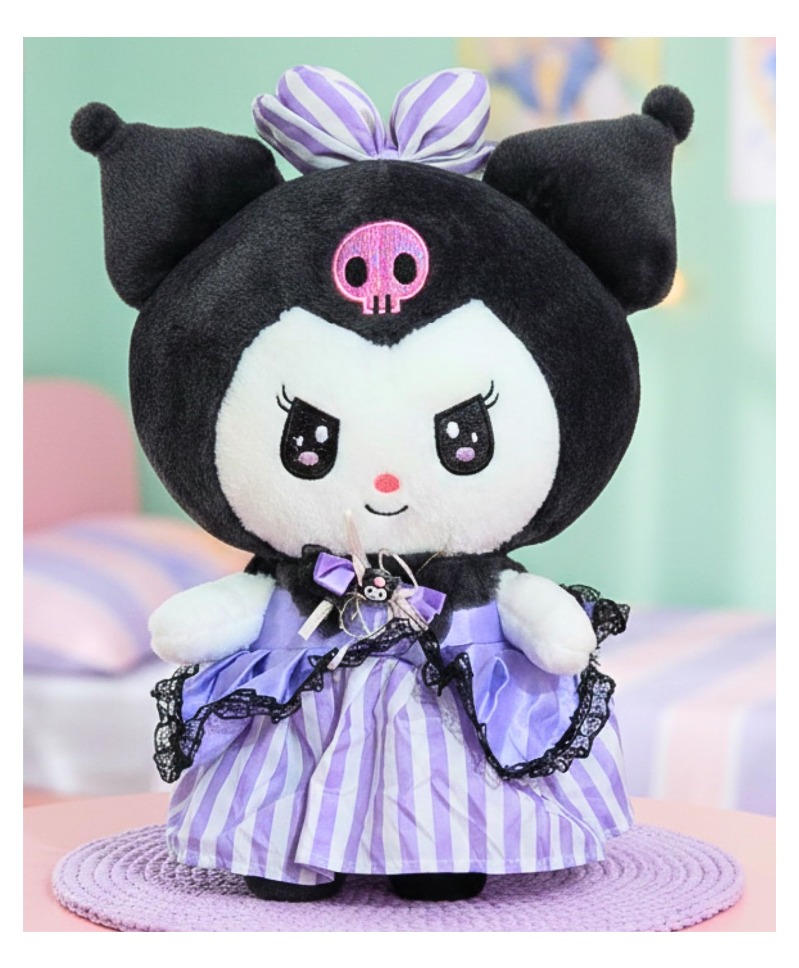 Tickles 40 cm Cute Anime Doll Soft Stuffed Plush Cartoon Character Toy for Kids Boys & Girls Birthday Gift - Purple & Black-image-39